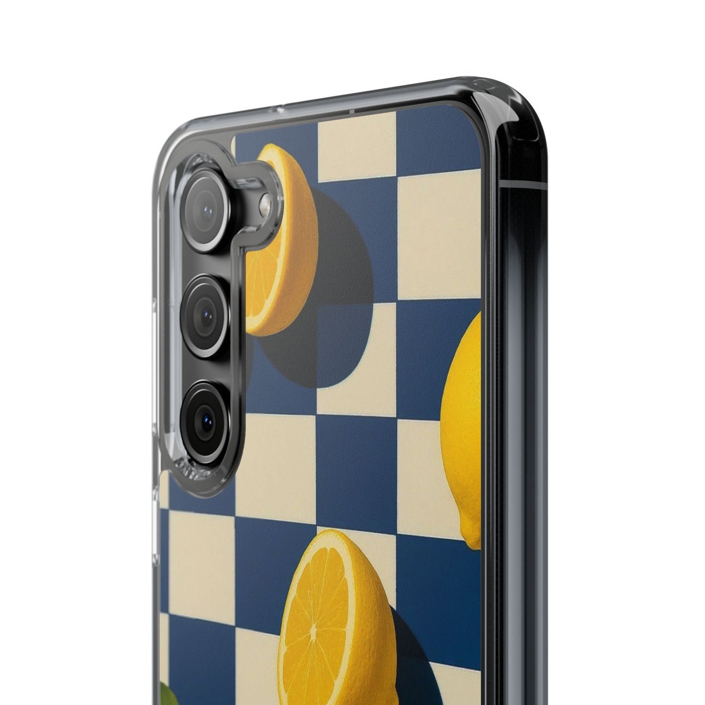 Clear Impact-Resistant Case — Retro Checkered Lemons Phone Case