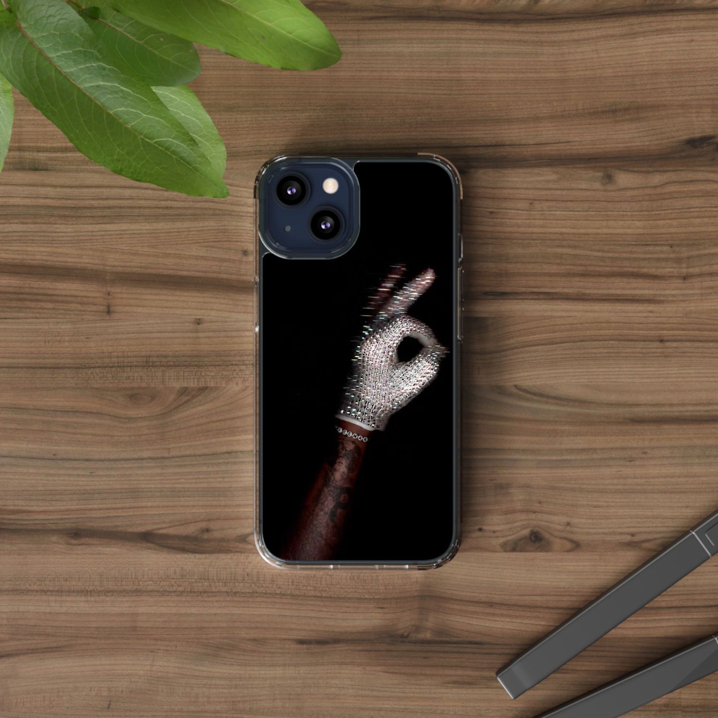 Diamond Glove OK Hand Clear Phone Case