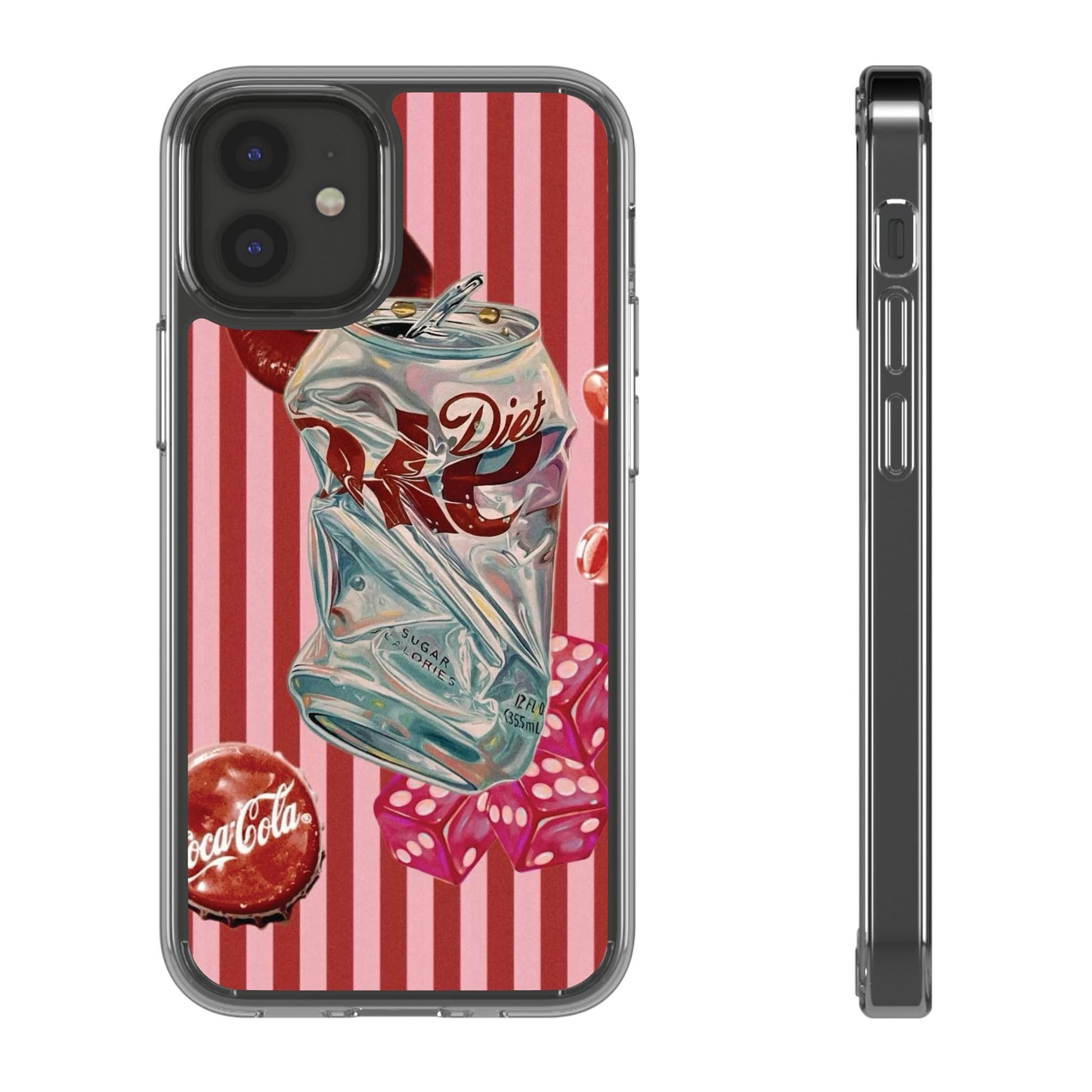 Diet Cola Crush Clear Phone Case – Retro Soda Pop Design