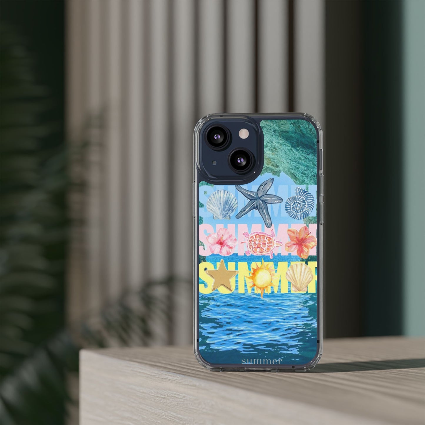 Clear Summer Beach Phone Case — Impact‑Resistant Tropical Design