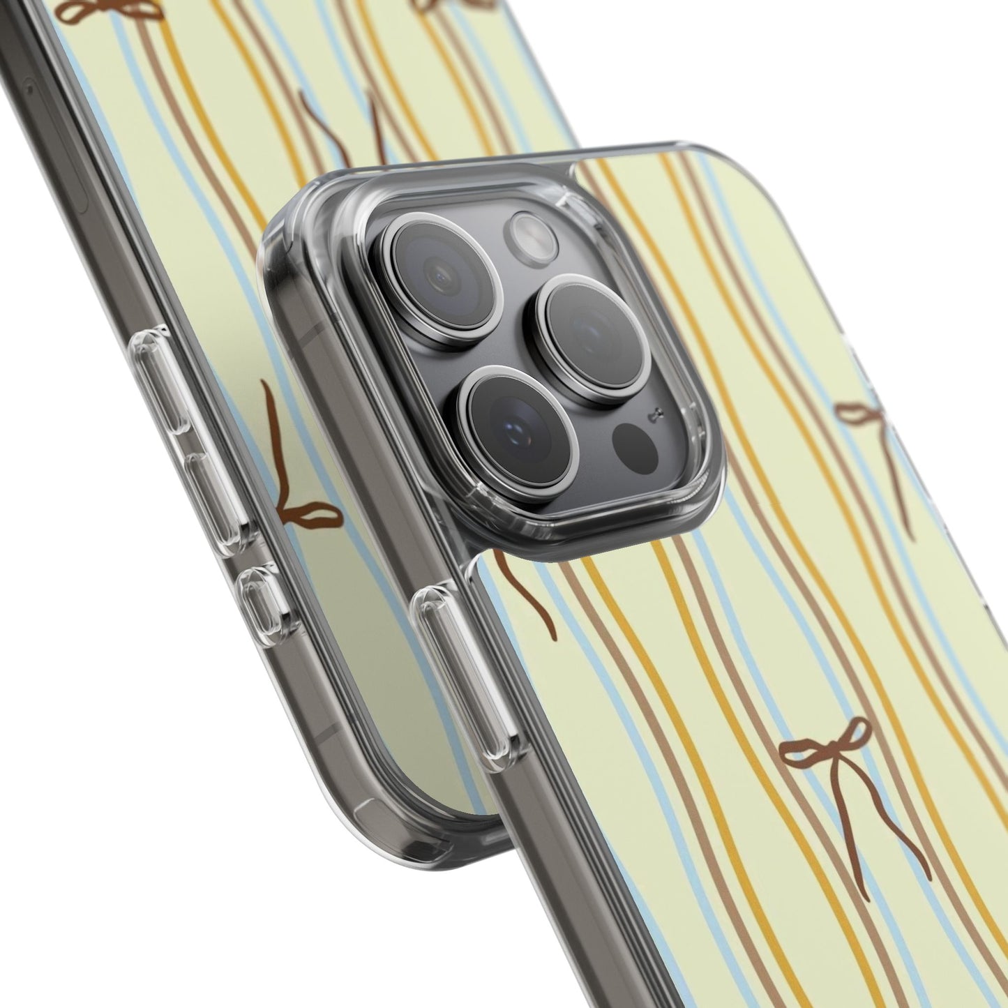 Ballet Ribbon Stripe Clear Impact Phone Case — Pastel Yellow Protective Cover
