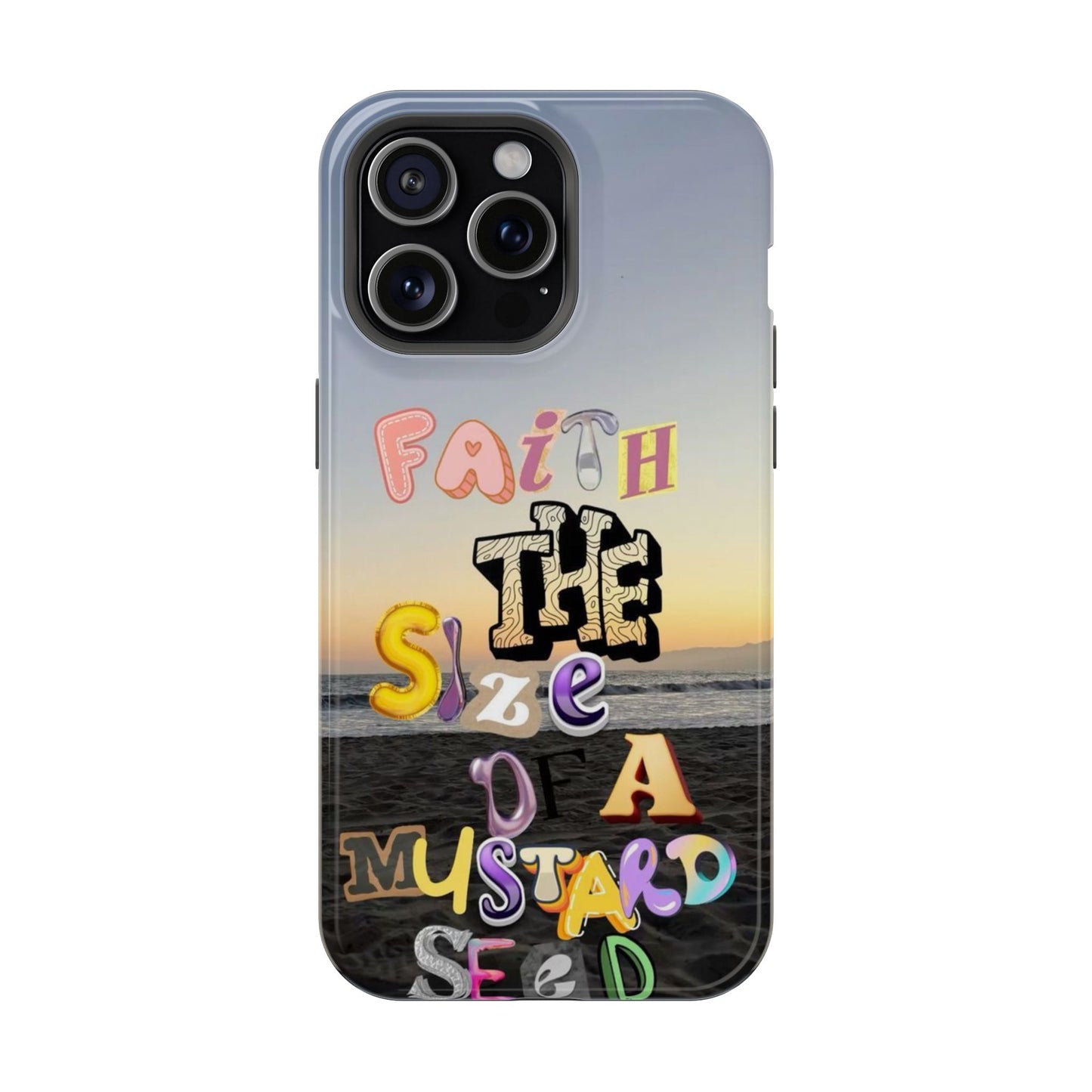 Magnetic Impact-Resistant Phone Case — "Faith the Size of a Mustard Seed" Sunset Design