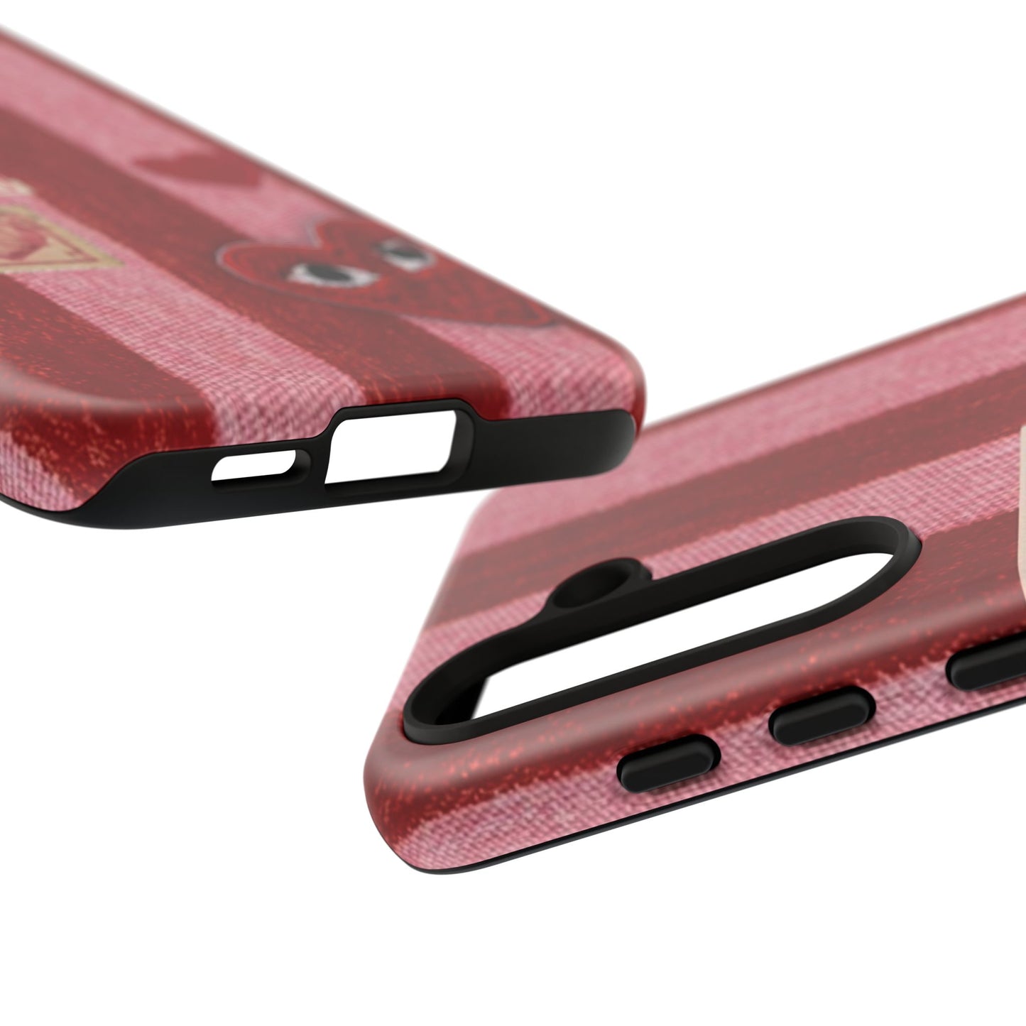 Phone Case — Red Striped Heart Design with “Good Things Are Coming”