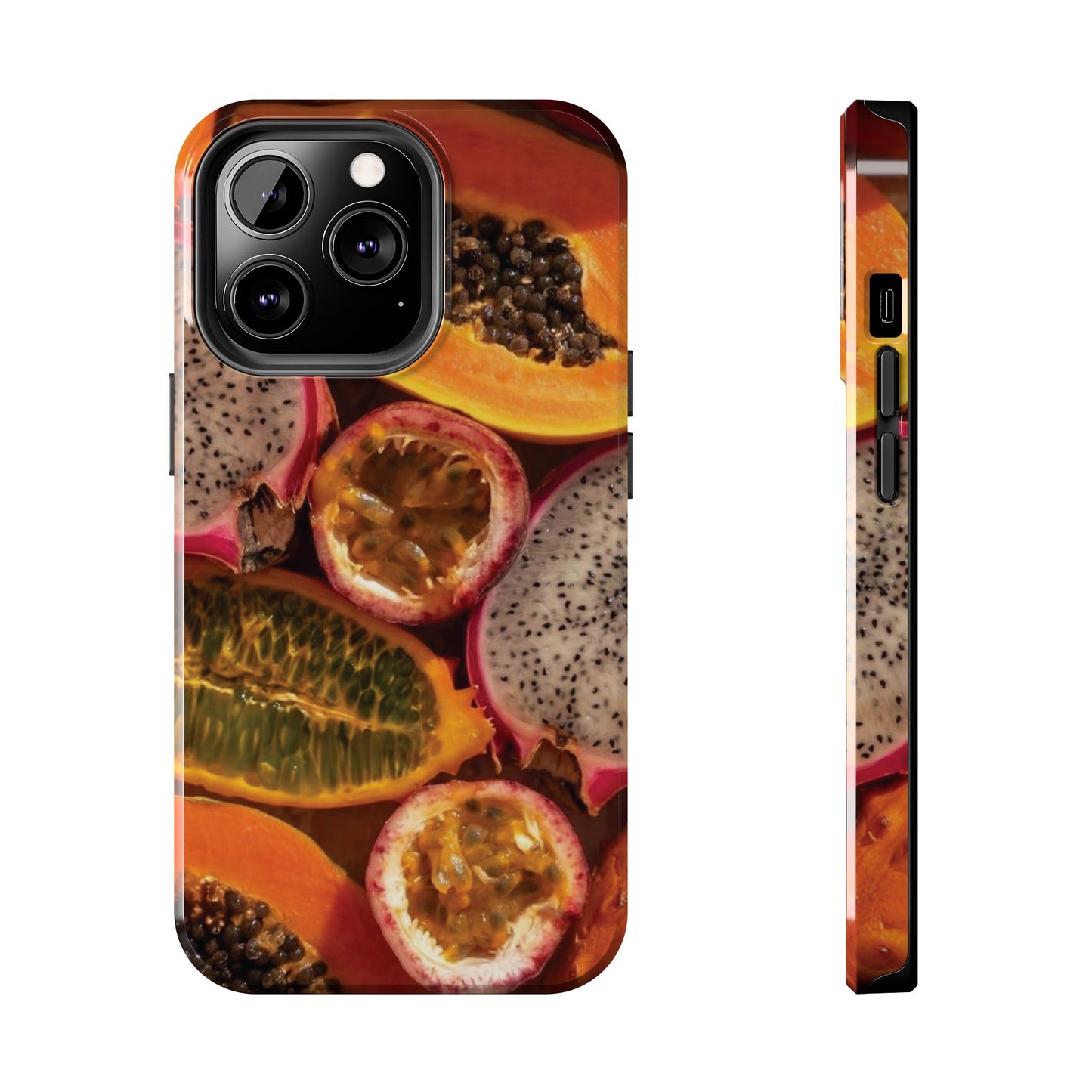 Tropical Fruit Tough Phone Case — Papaya & Dragon Fruit Design