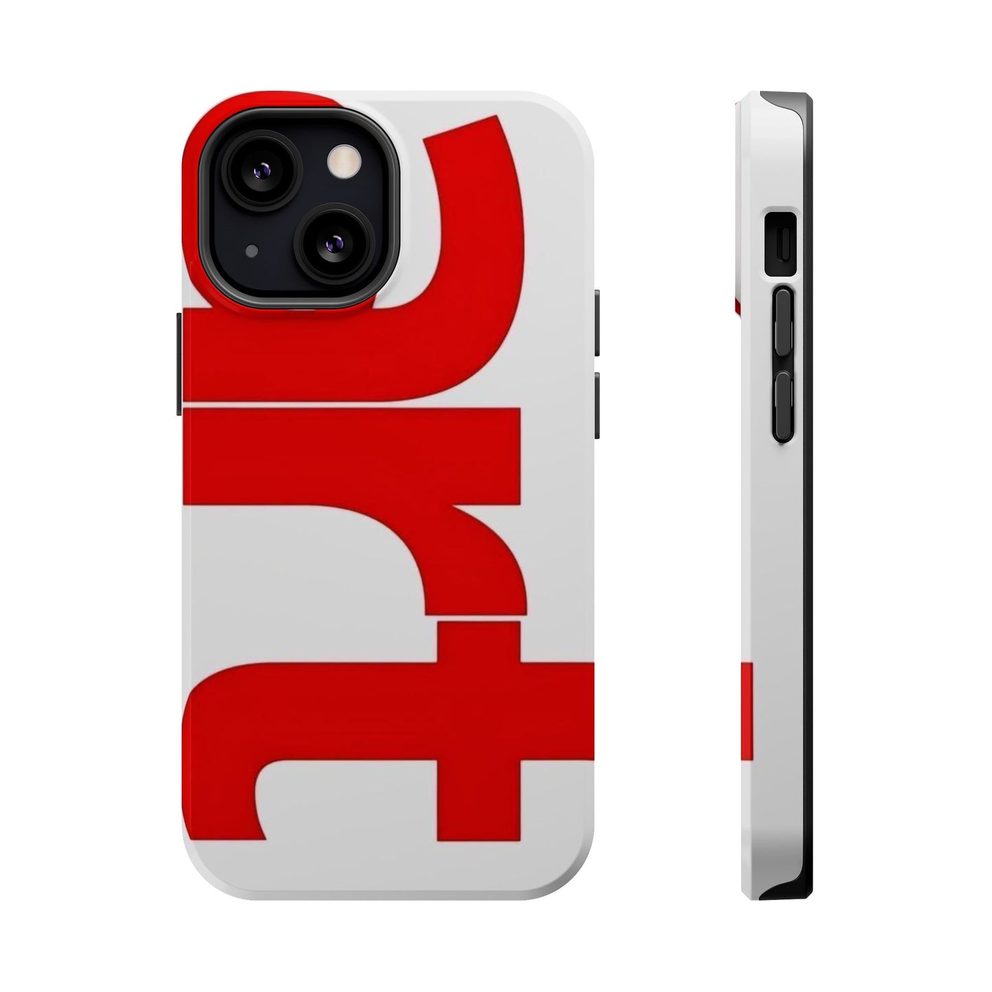 Magnetic Impact-Resistant Phone Case — Bold Red Typographic Design