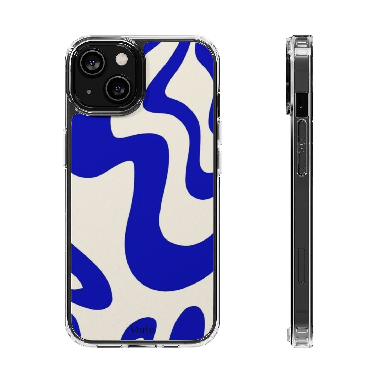 Clear Impact-Resistant Case — Blue Abstract Wavy Pattern