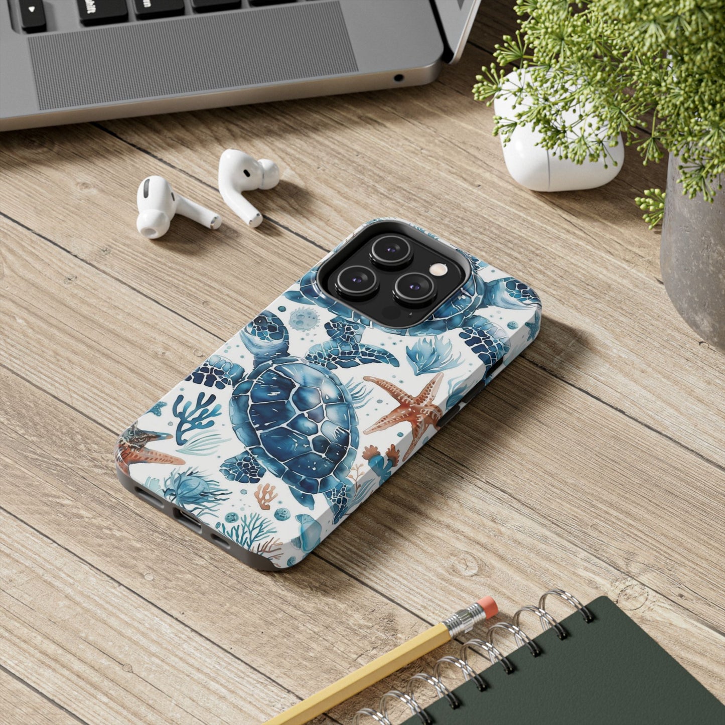 Sea Turtle Tough Phone Case — Blue Ocean Marine Life Protective Cover