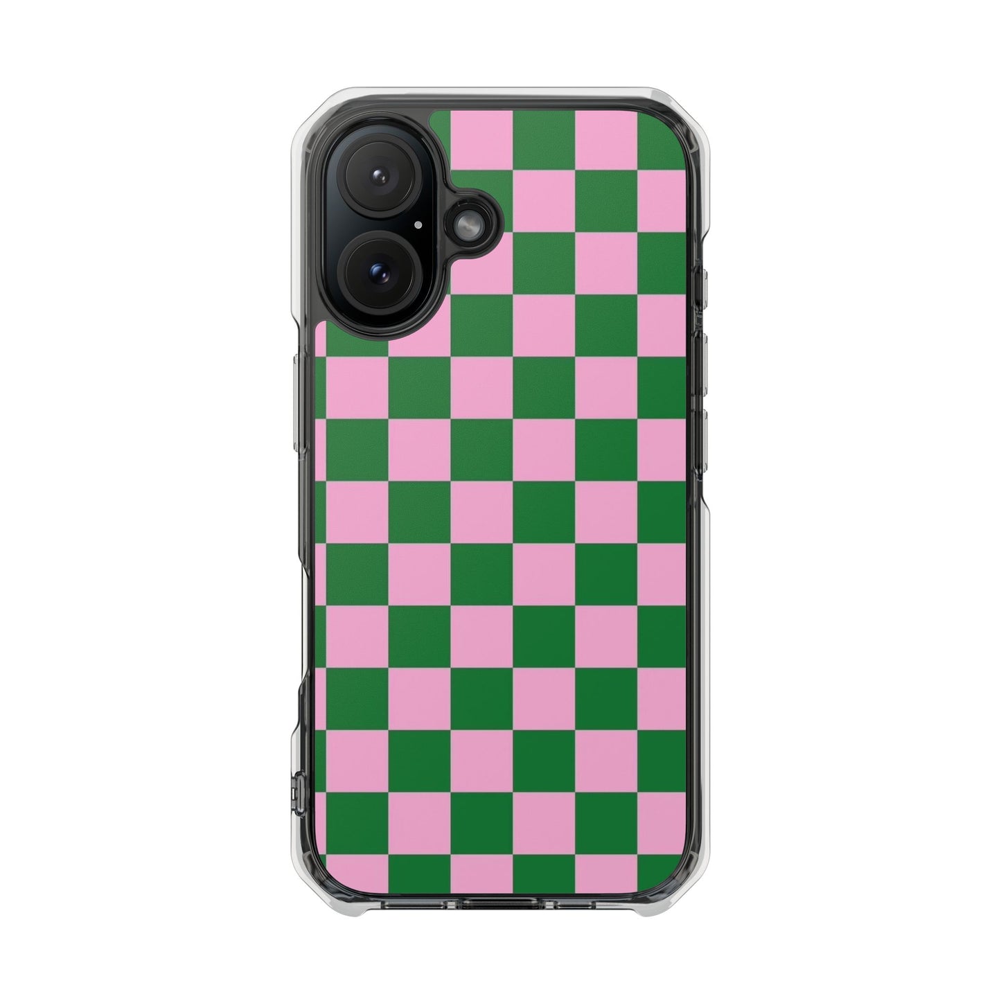 Pink & Green Checkerboard Magnetic Clear Phone Case