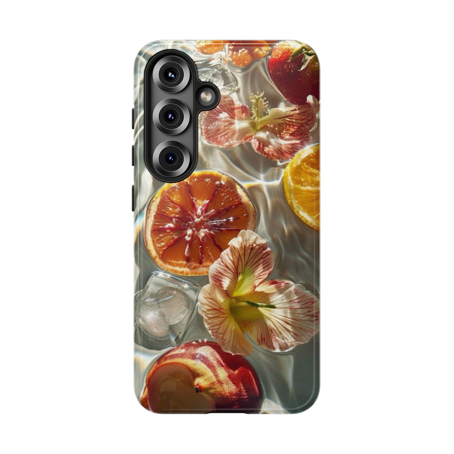 Citrus & Hibiscus Protective Phone Case – Summer Fruit Water Print Tough Case