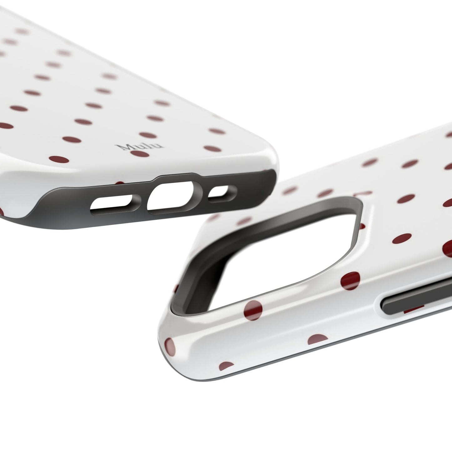 Polka Dot Magnetic Impact-Resistant Phone Case — Red Dots on White