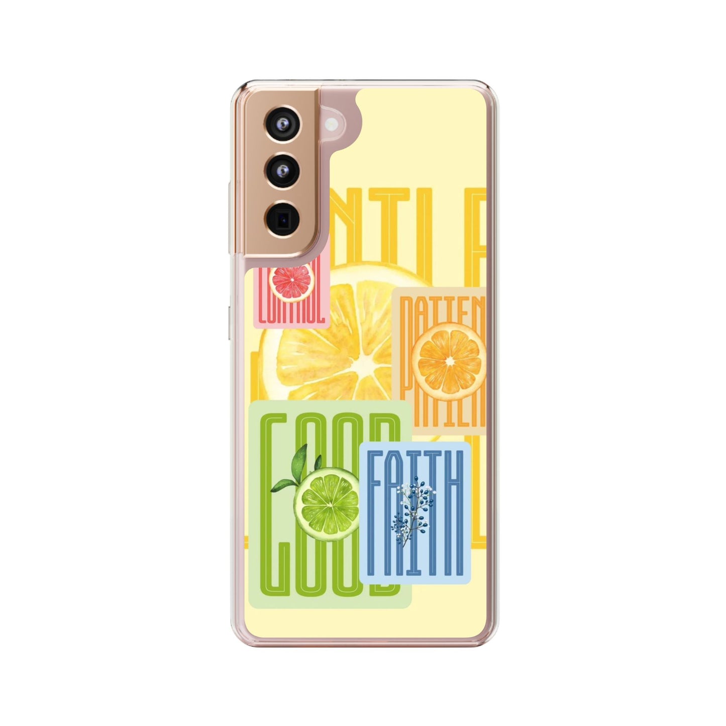 Clear Phone Case — Citrus Fruit Typography "Good Faith" Design