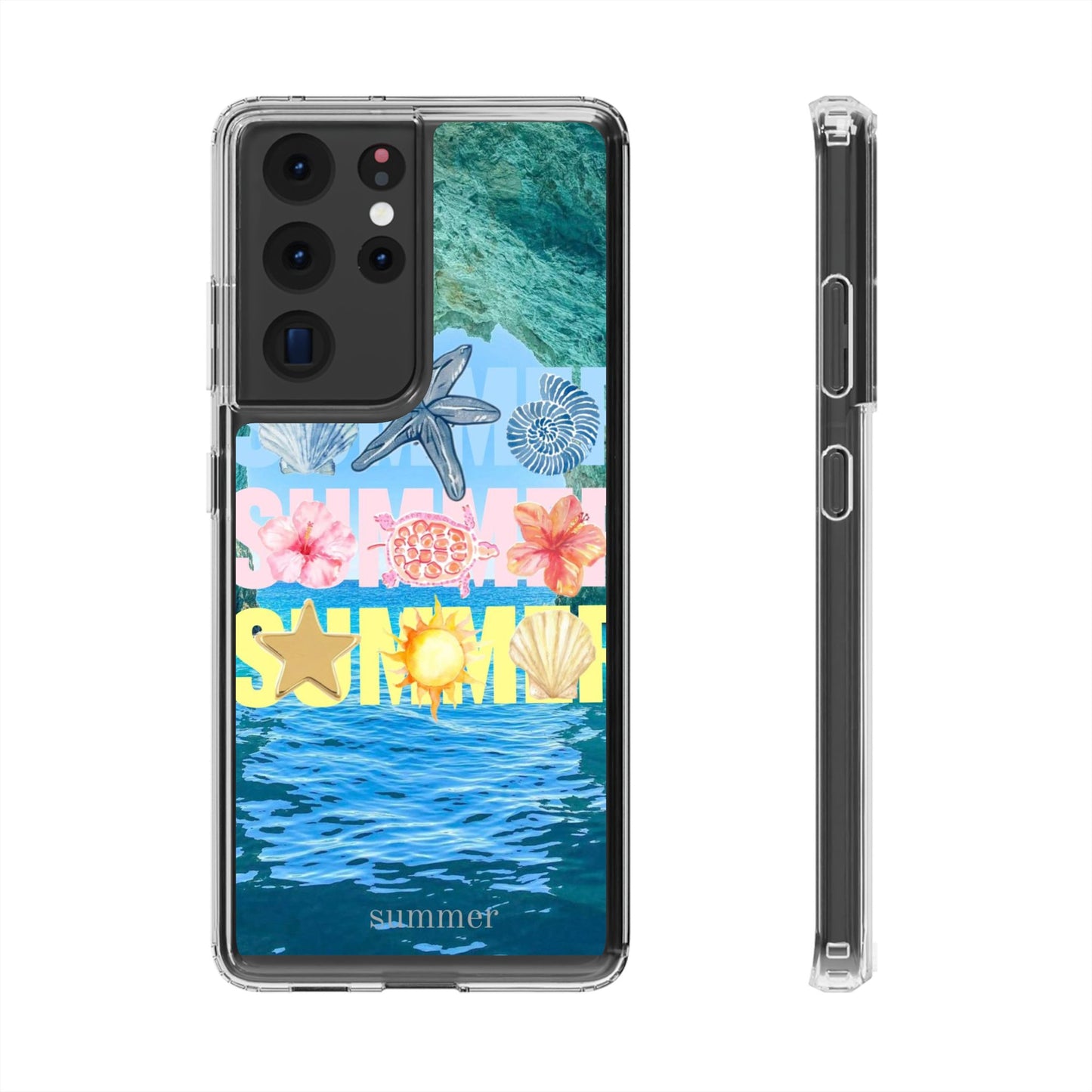 Clear Summer Beach Phone Case — Impact‑Resistant Tropical Design
