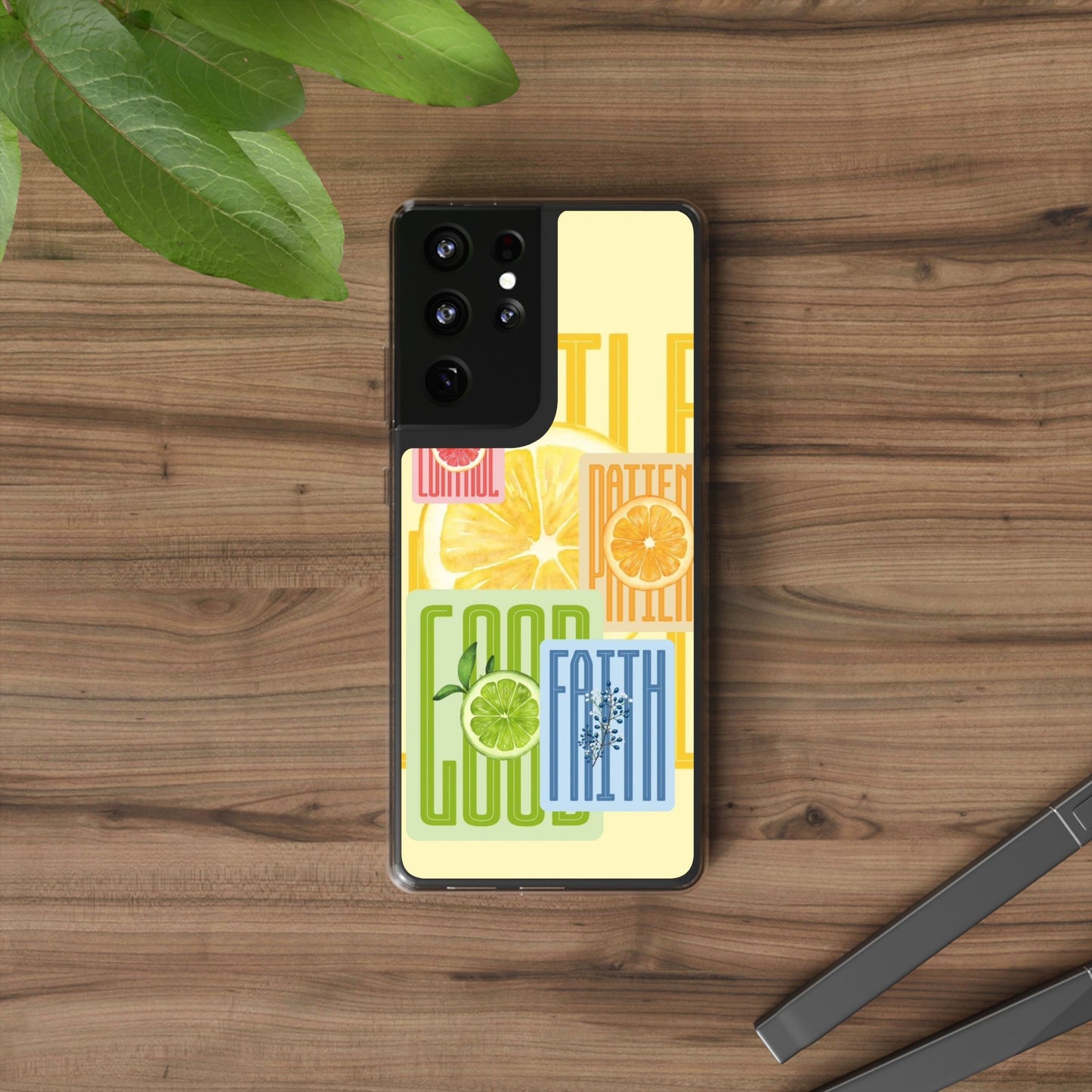 Clear Phone Case — Citrus Fruit Typography "Good Faith" Design