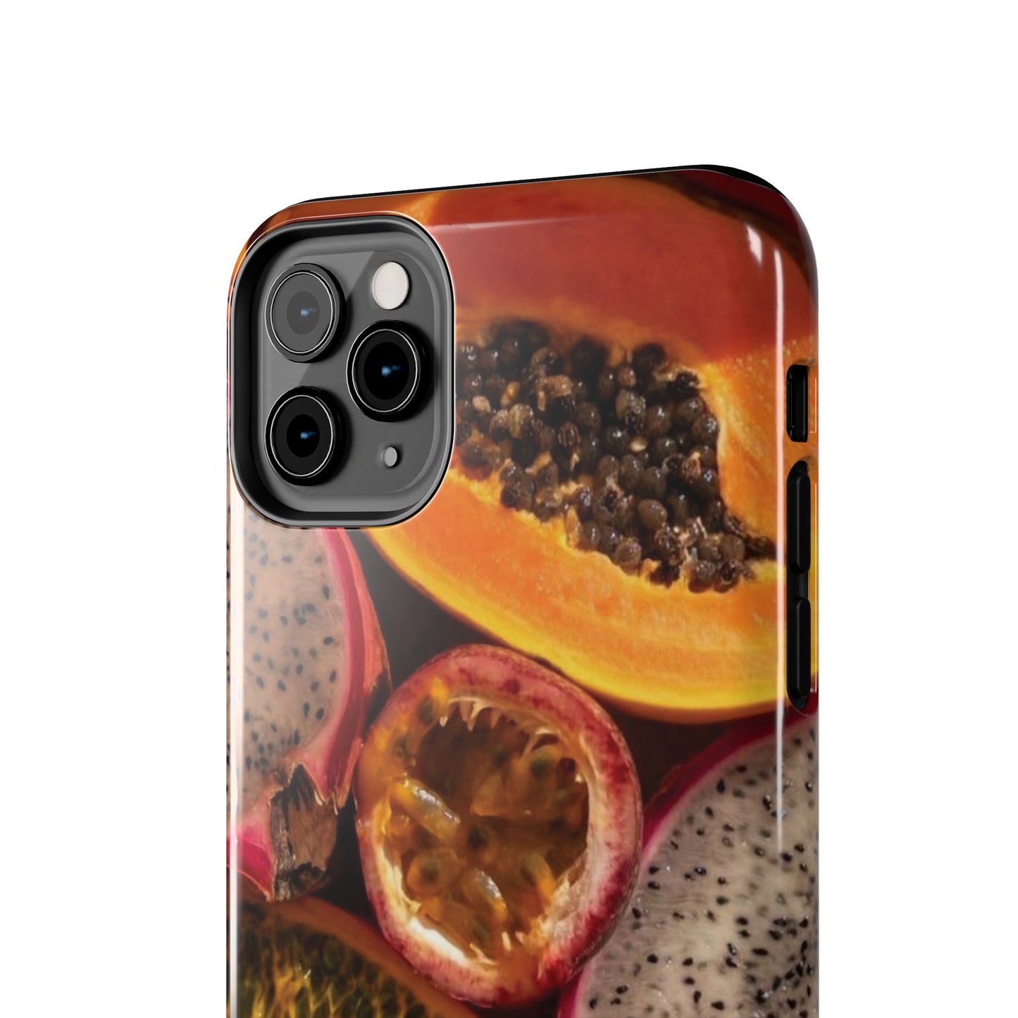 Tropical Fruit Tough Phone Case — Papaya & Dragon Fruit Design