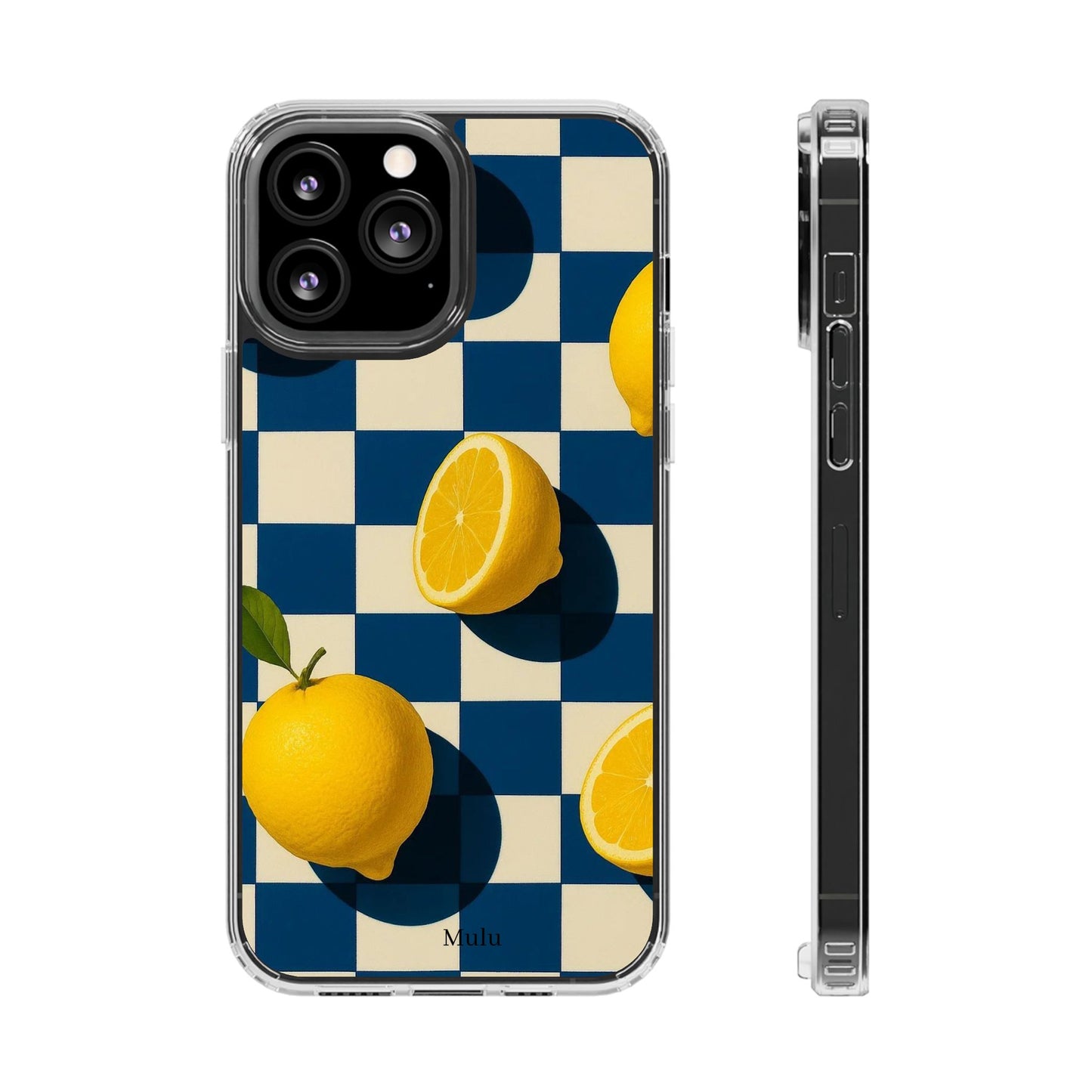 Clear Impact-Resistant Case — Retro Checkered Lemons Phone Case
