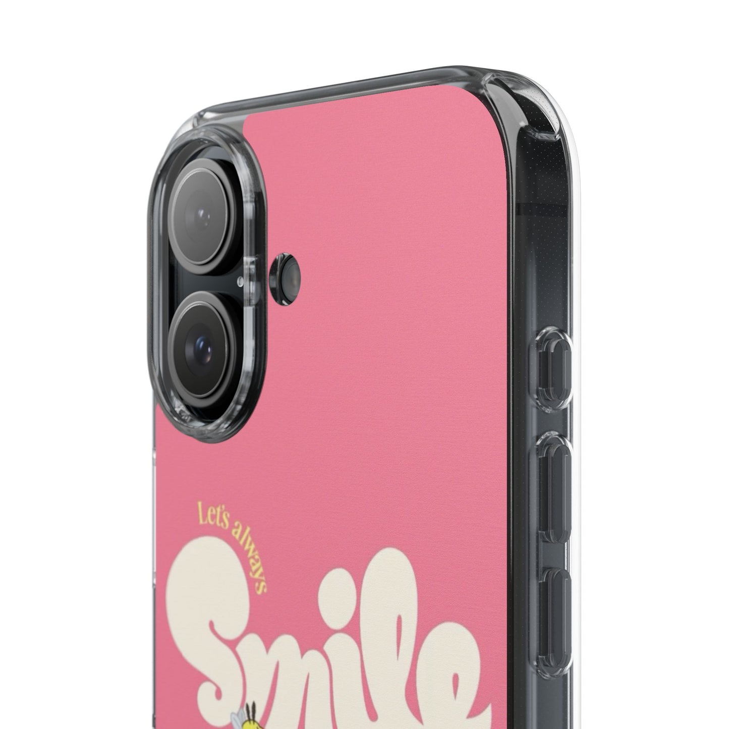 Clear Impact-Resistant Phone Case — Pink 'Smile' Flower Design