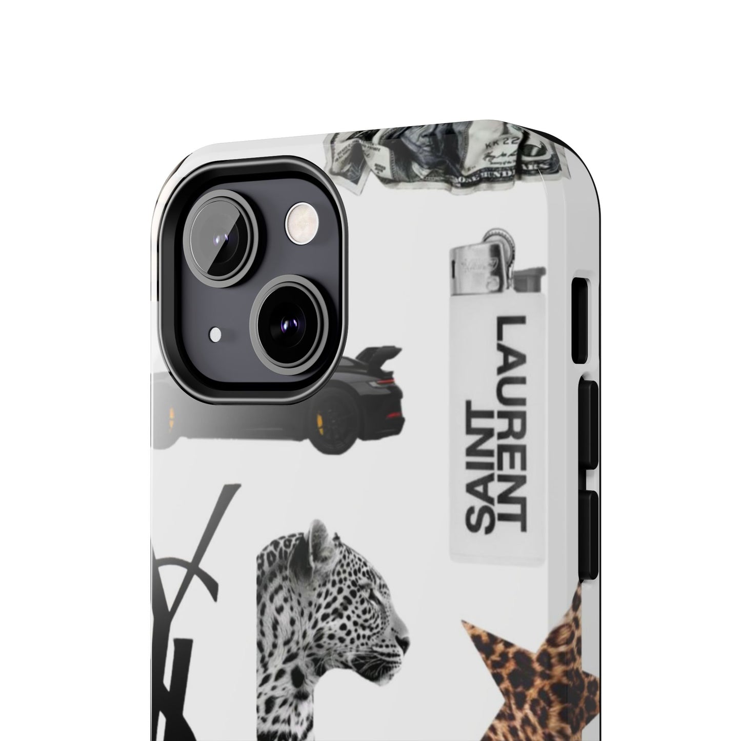 Tough Phone Case — Luxe Fashion Collage with Leopard, Martini & Kiss Print