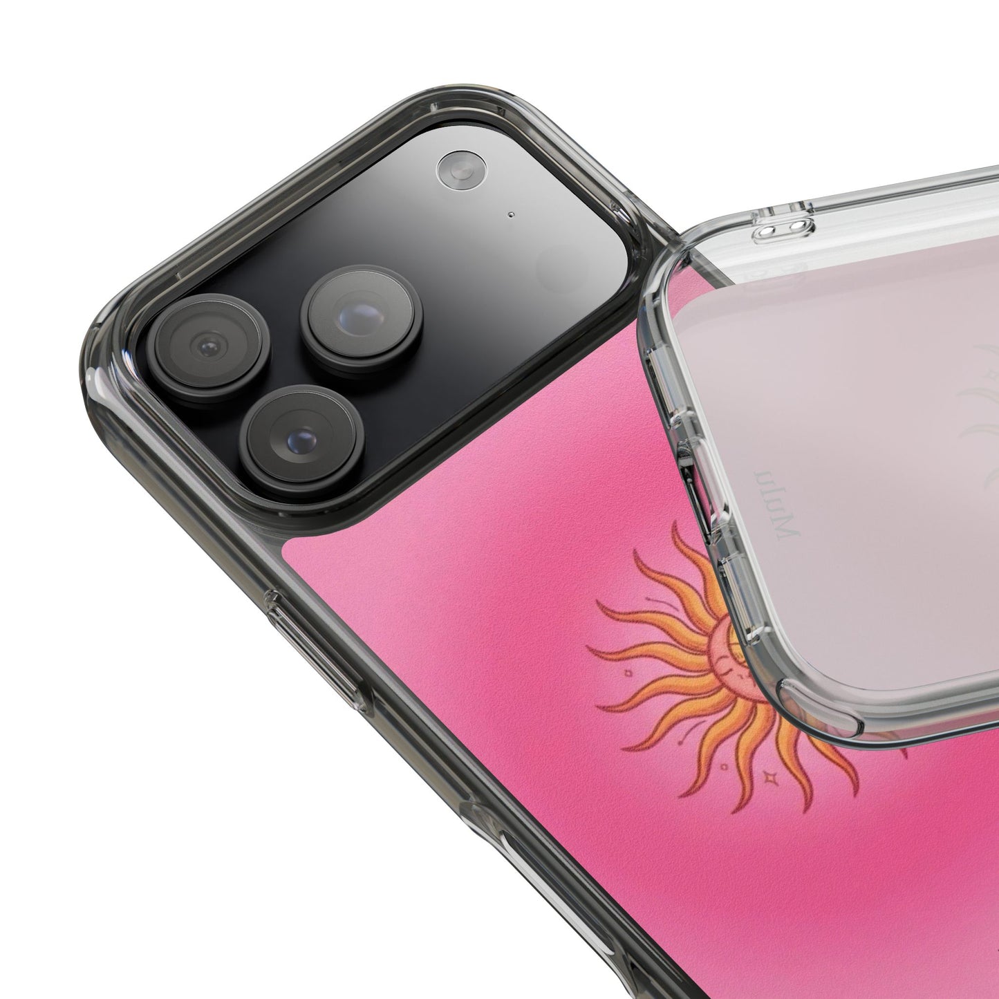 Pink Sun Phone Case — Radiant Sunburst Impact-Resistant Clear Case