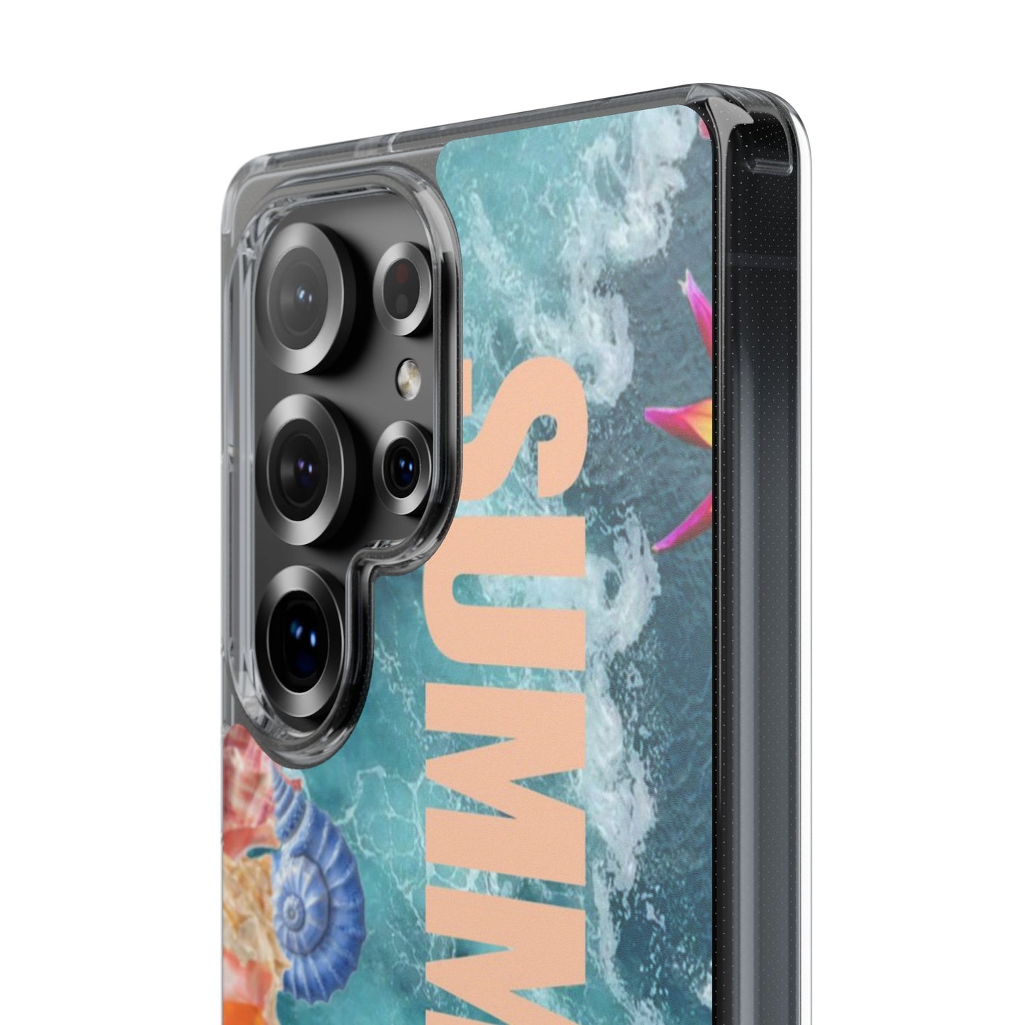 Summer Floral Clear Impact Phone Case — "SUMMER" Tropical Hibiscus Design