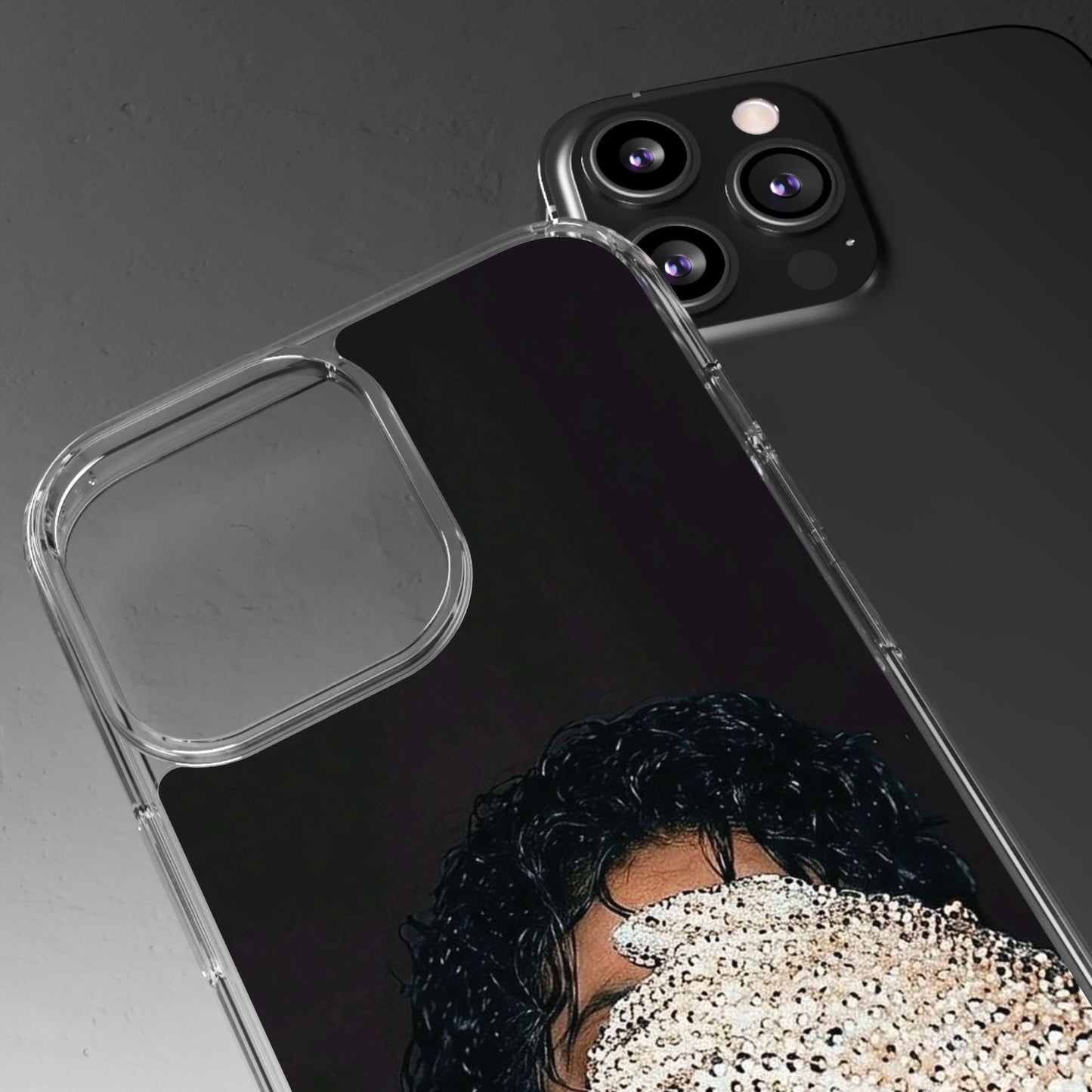 Michael Jackson Smiling Portrait Clear Phone Case — Retro Pop Icon Design