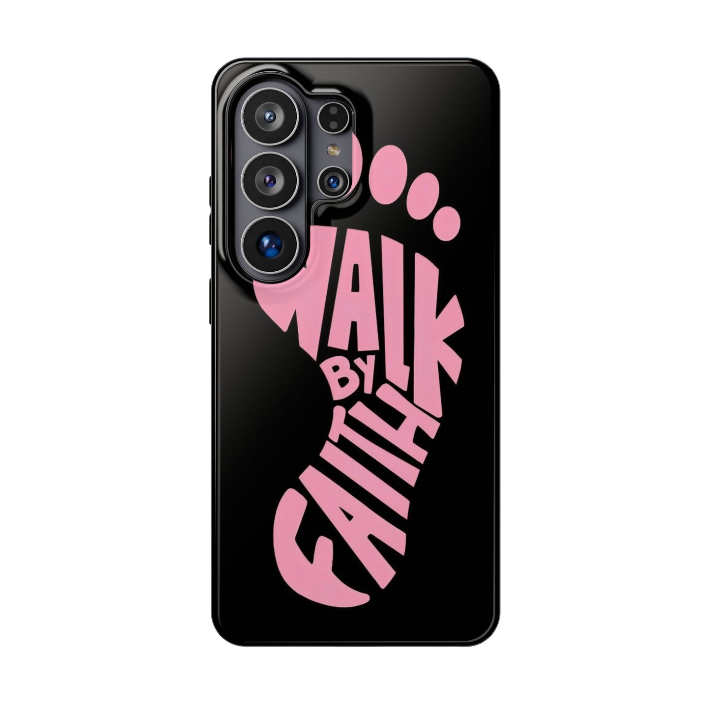 Phone Case — "Walk By Faith" Pink Footprint Magnetic Impact-Resistant Case