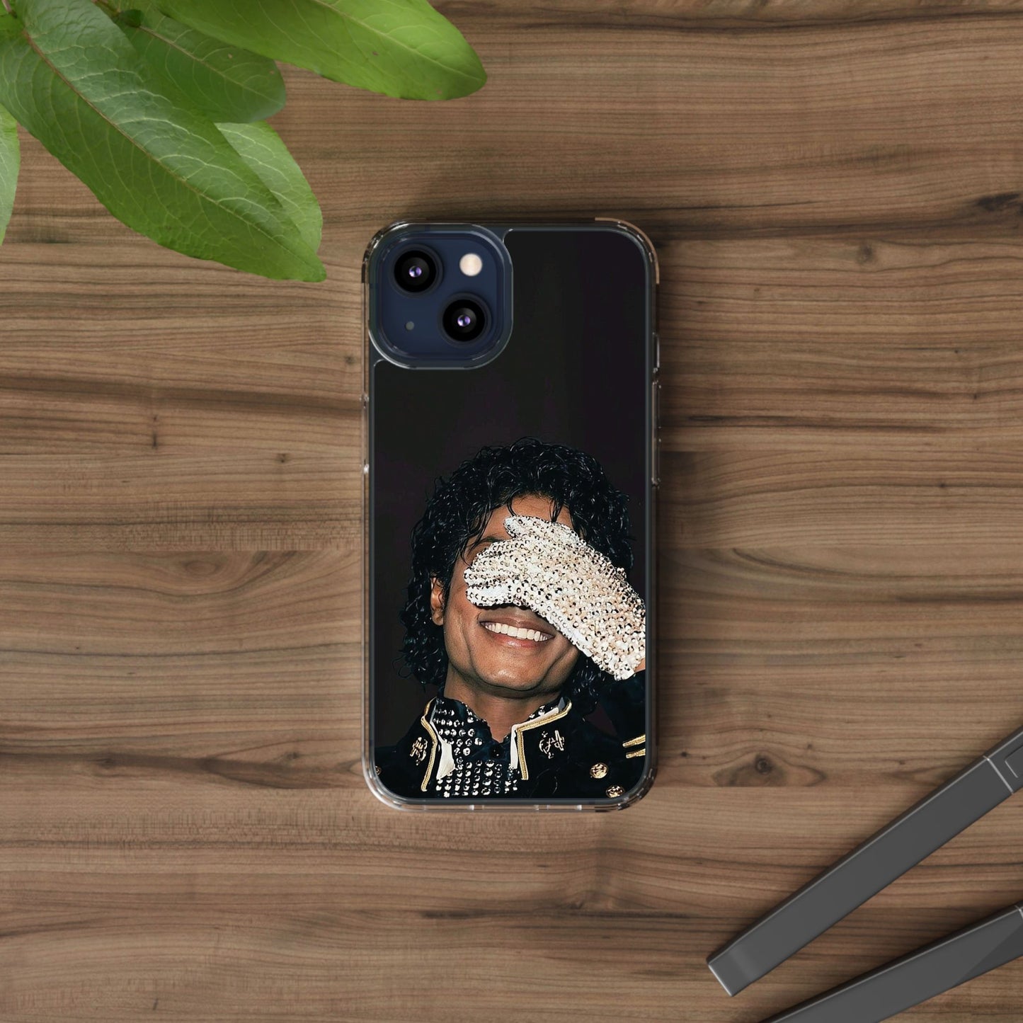 Michael Jackson Smiling Portrait Clear Phone Case — Retro Pop Icon Design