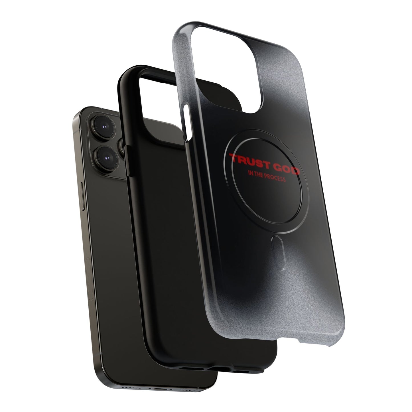 MagSafe Phone Case — "Trust God in the Process" Black Magnetic Tough Case