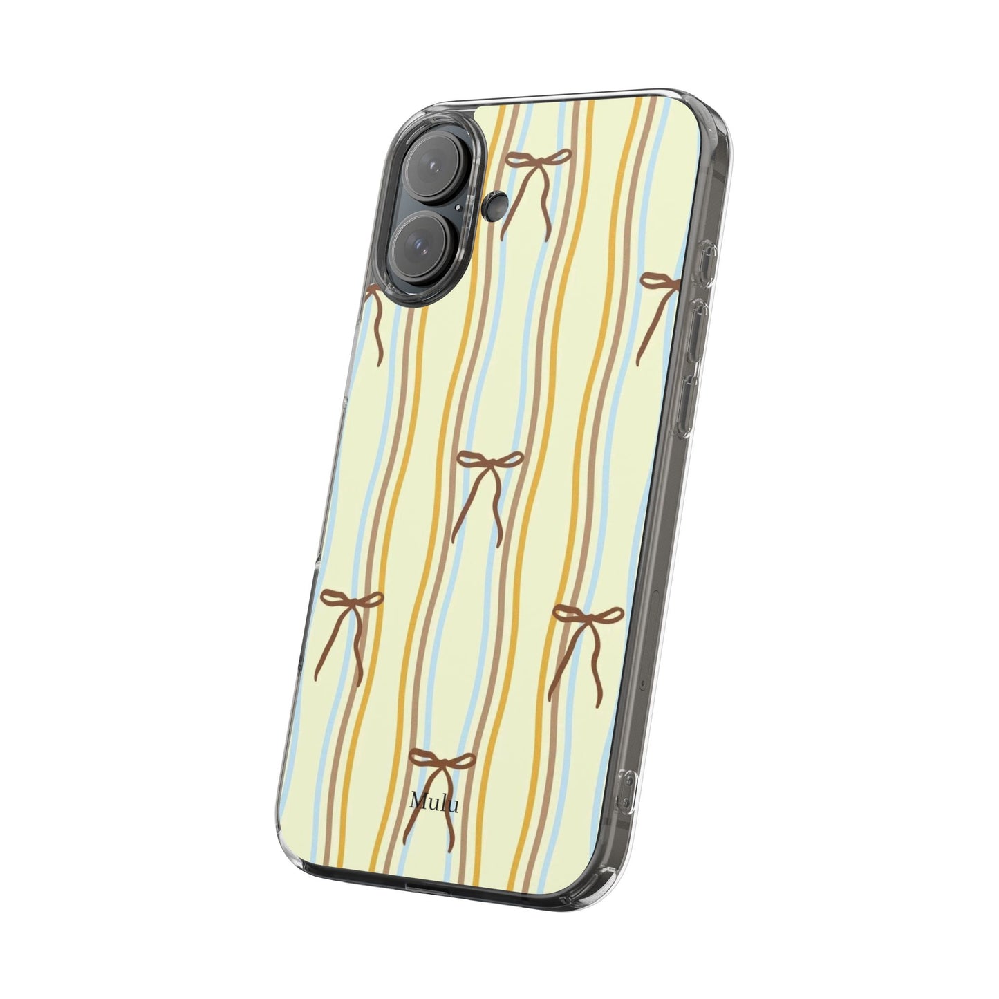Ballet Ribbon Stripe Clear Impact Phone Case — Pastel Yellow Protective Cover