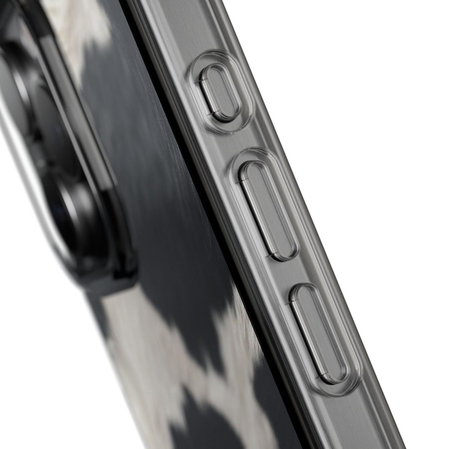 Cow Print Clear Impact Phone Case — Faux Fur Black & White Protection