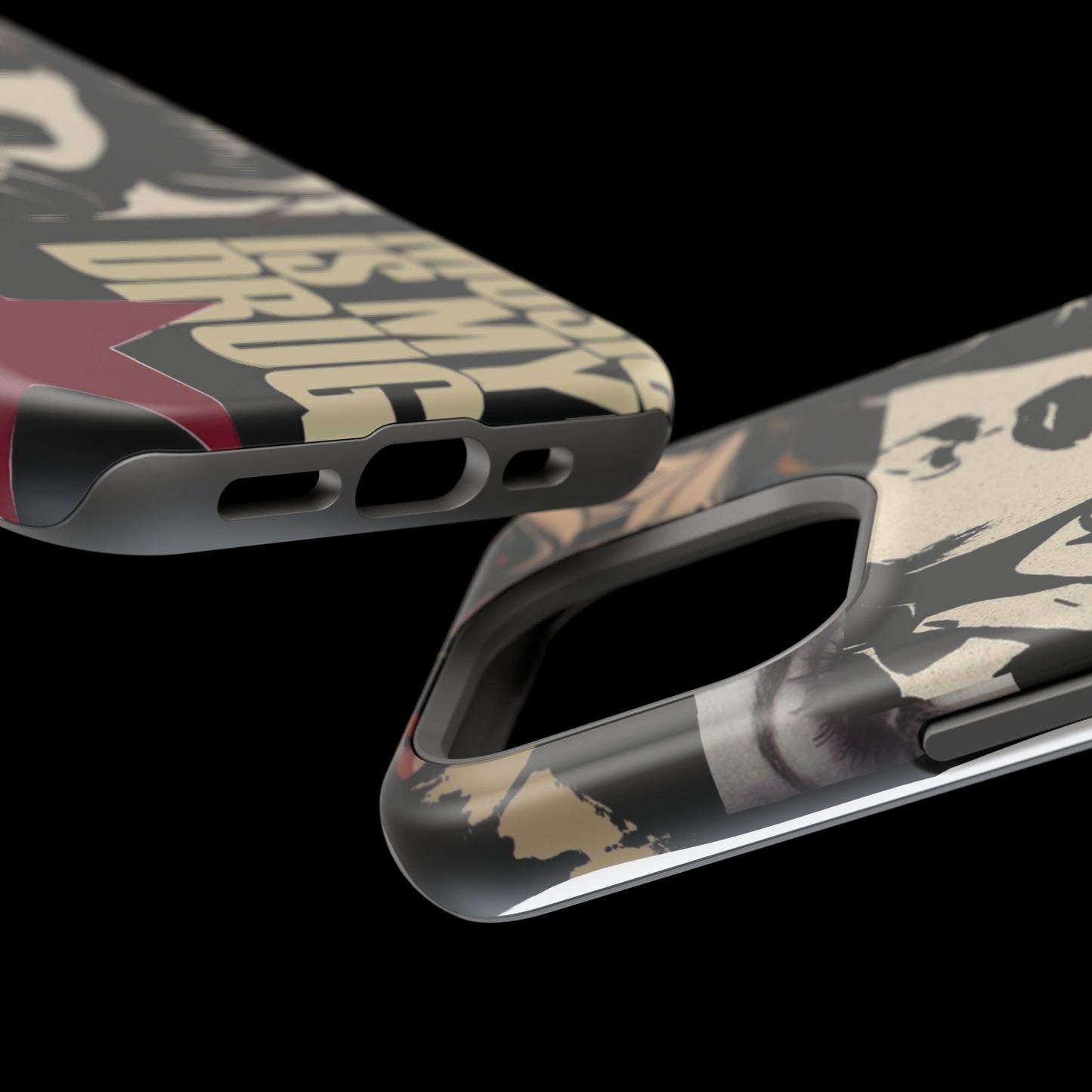 Magnetic Impact Phone Case — Retro Pop Art "Music Is My Drug" Design