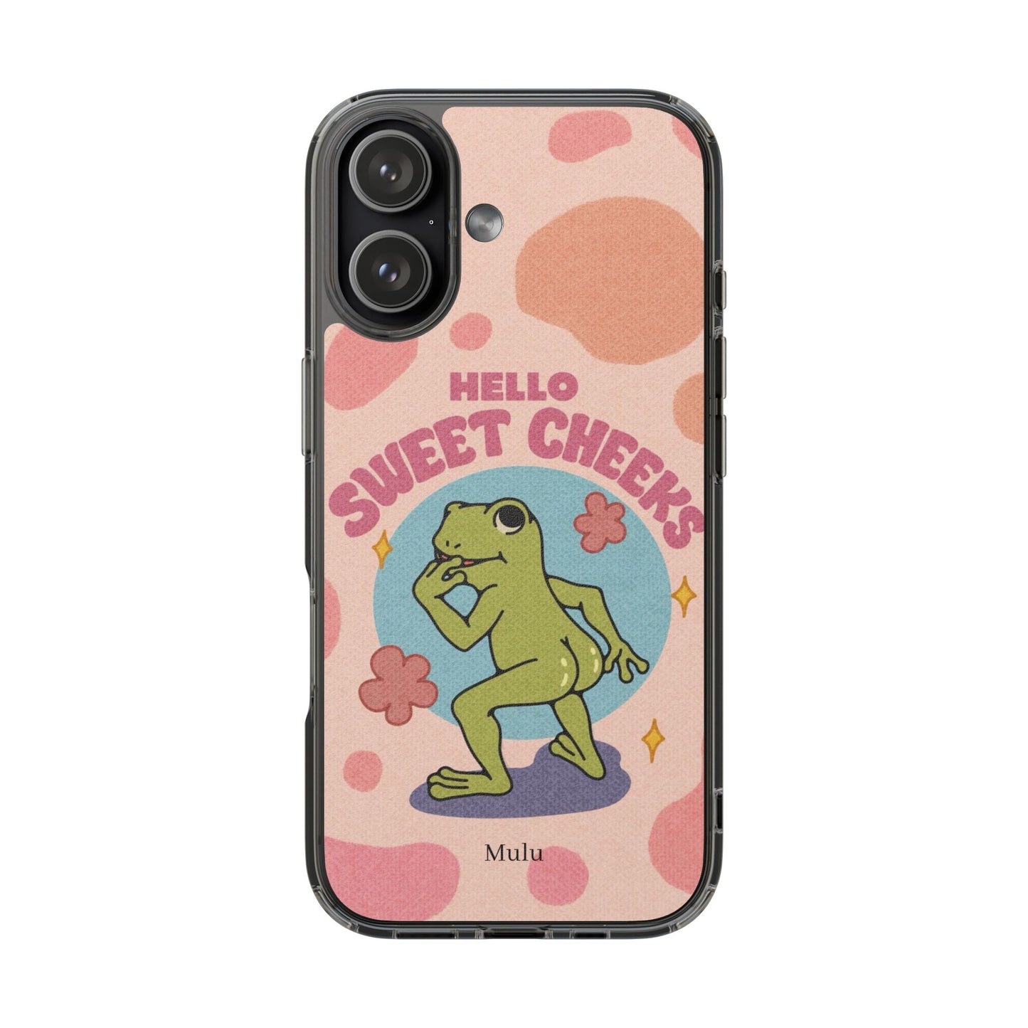 Clear Impact Phone Case — "Hello Sweet Cheeks" Retro Frog Design