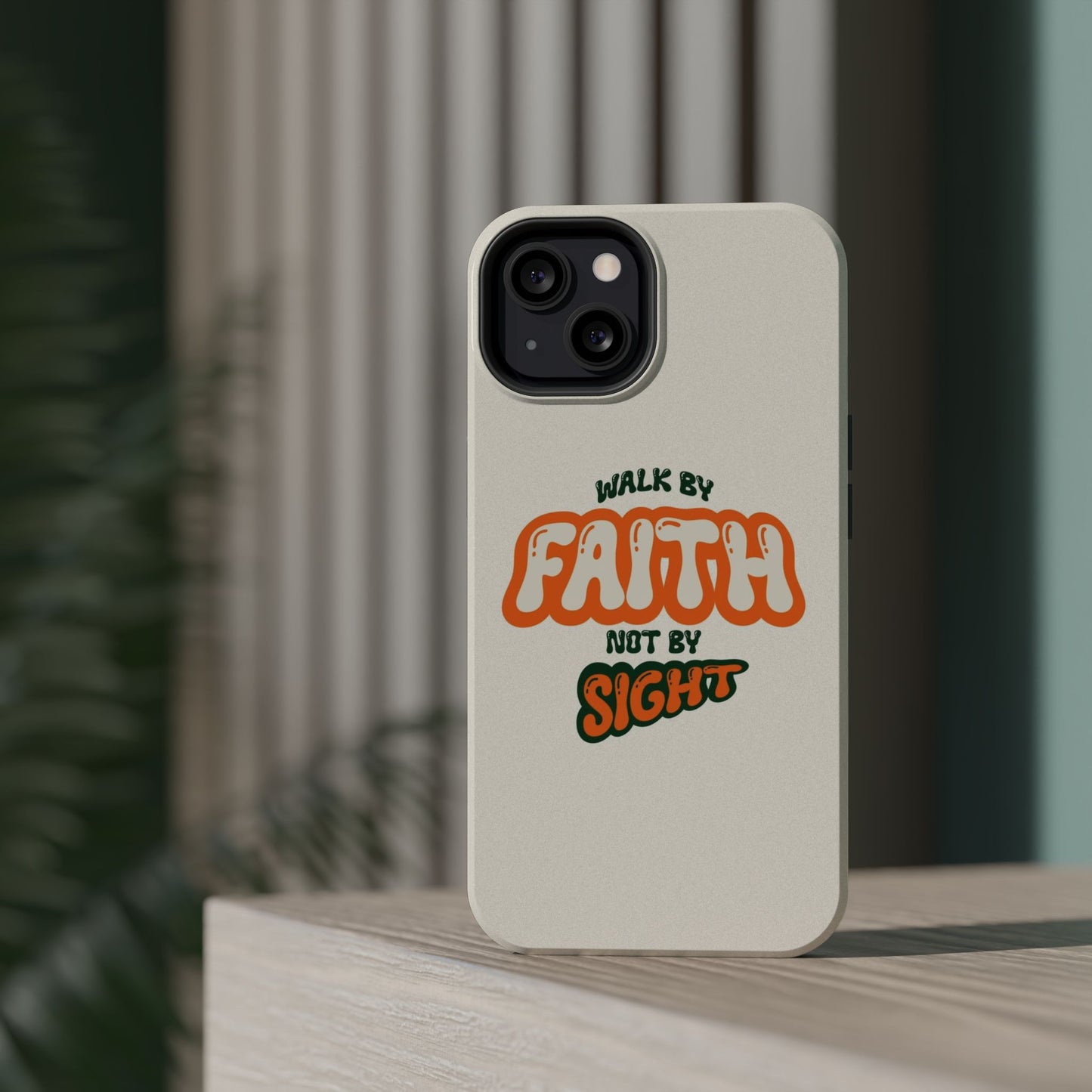Magnetic Impact-Resistant Case — "Walk by Faith Not by Sight" Inspirational Phone Cover