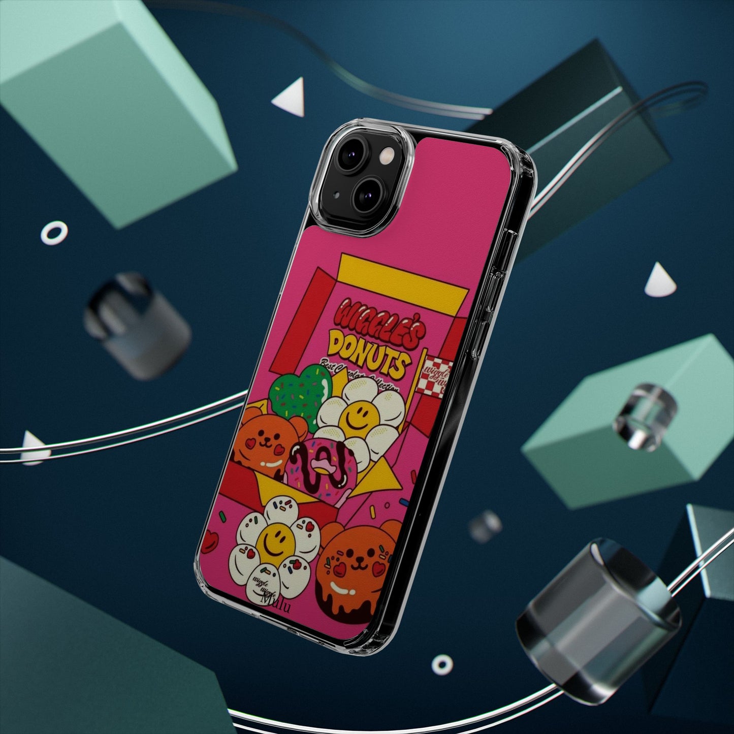 Donut Box Cute Phone Case — Clear Impact‑Resistant iPhone Cover with Smiling Donuts