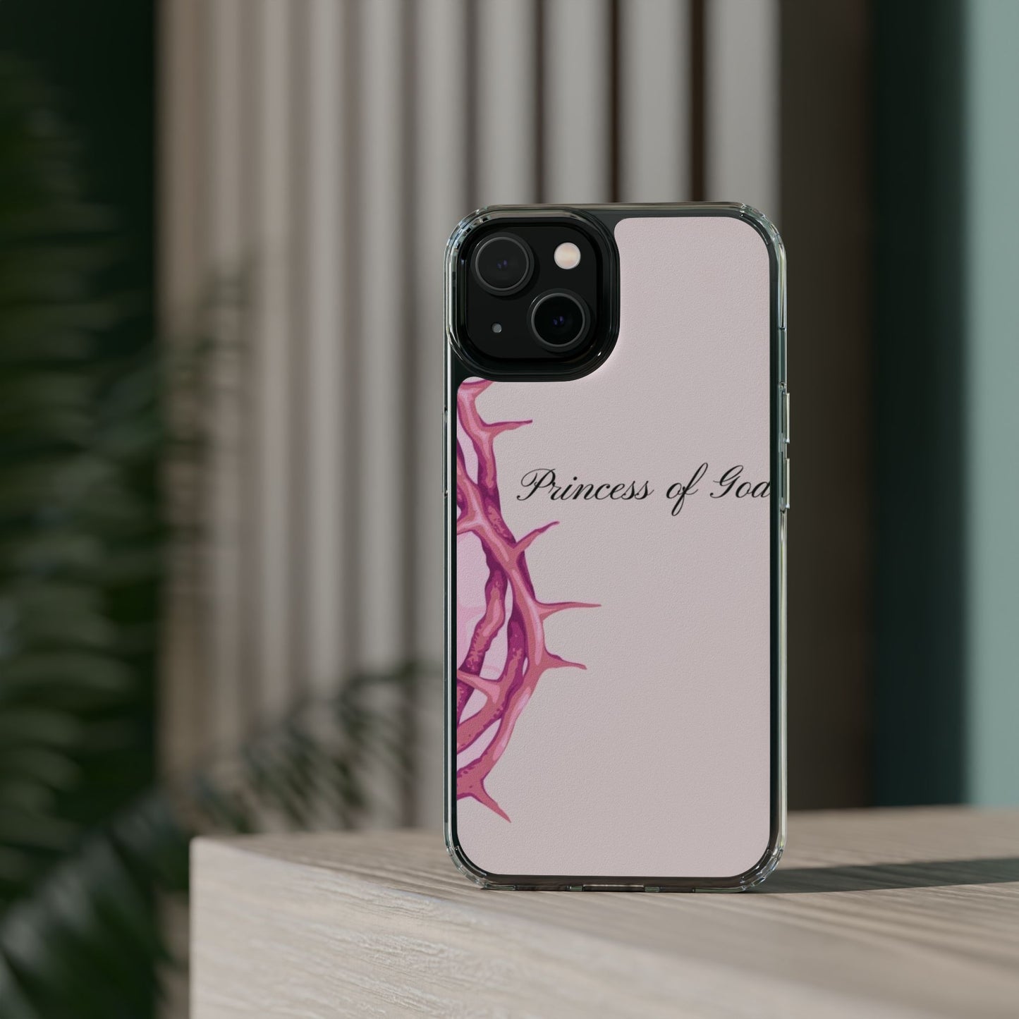 Phone Case — "Princess of God" Pink Crown of Thorns Clear Impact-Resistant Case