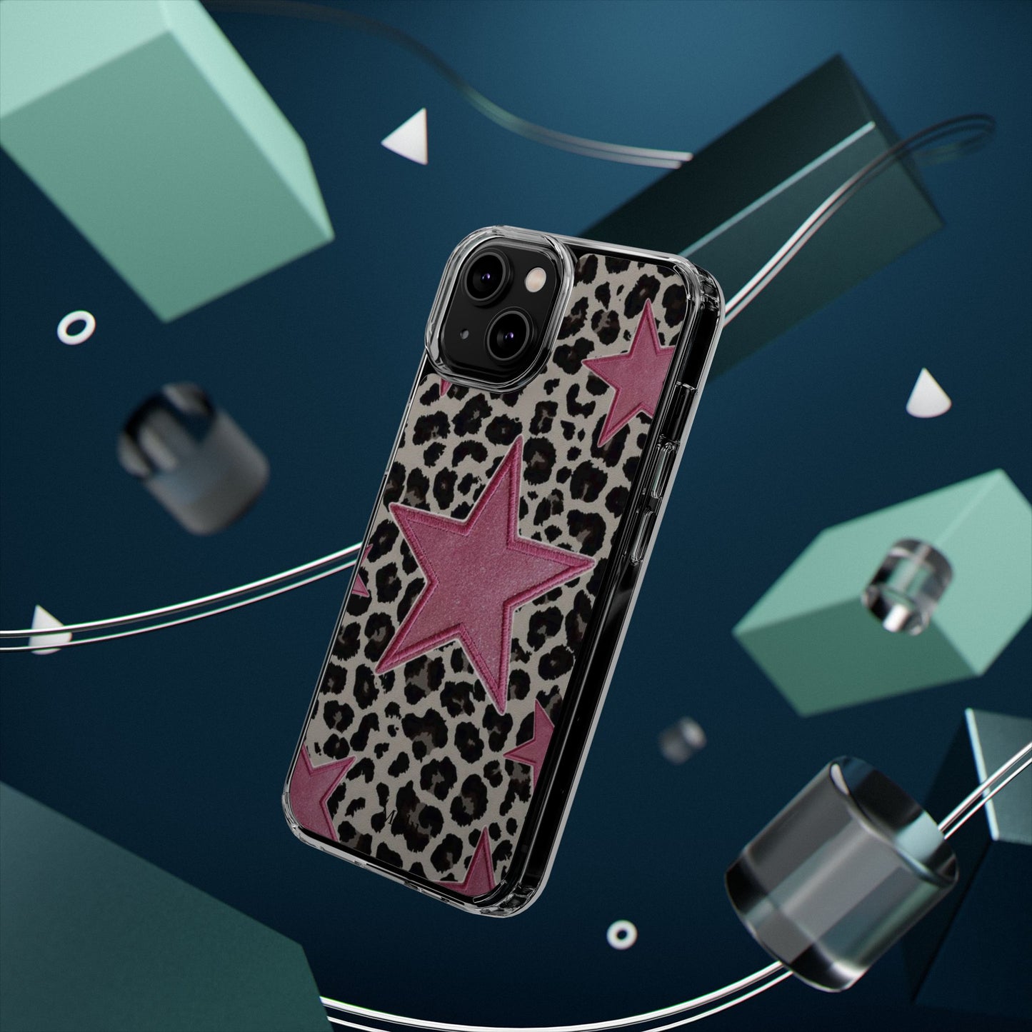 Pink Star Leopard Clear Impact Phone Case