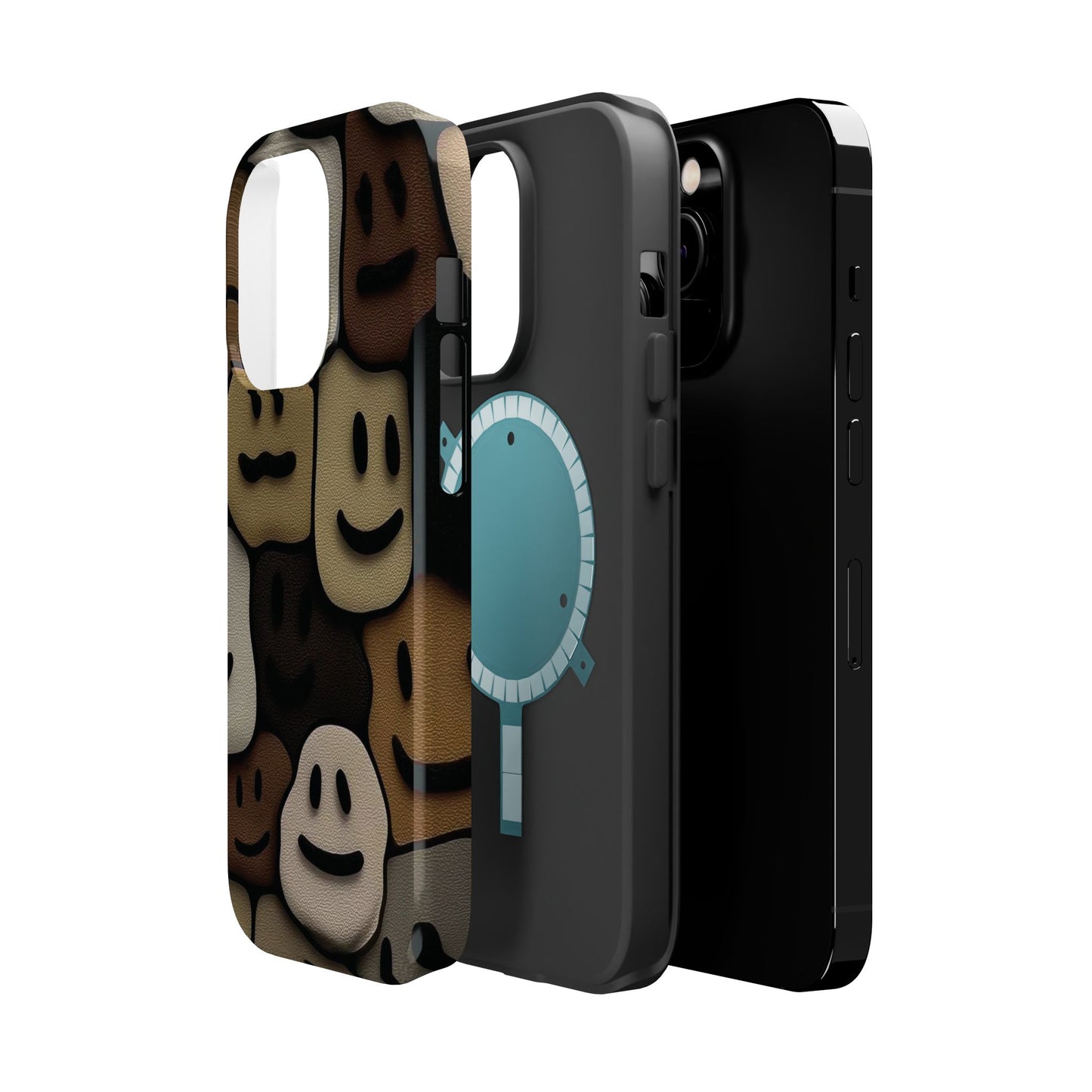 Magnetic Impact-Resistant Case — Brown Smiley Tile Phone Cover