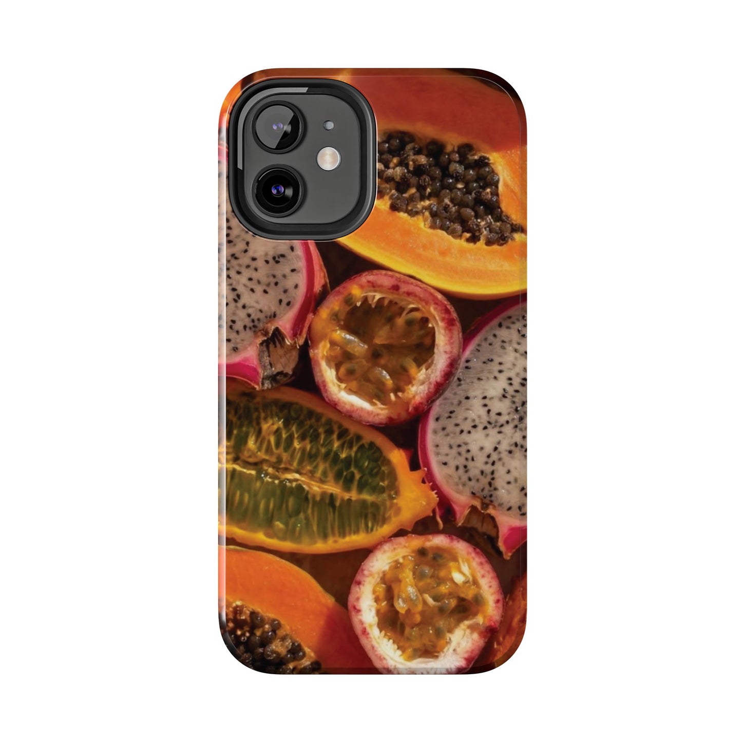 Tropical Fruit Tough Phone Case — Papaya & Dragon Fruit Design