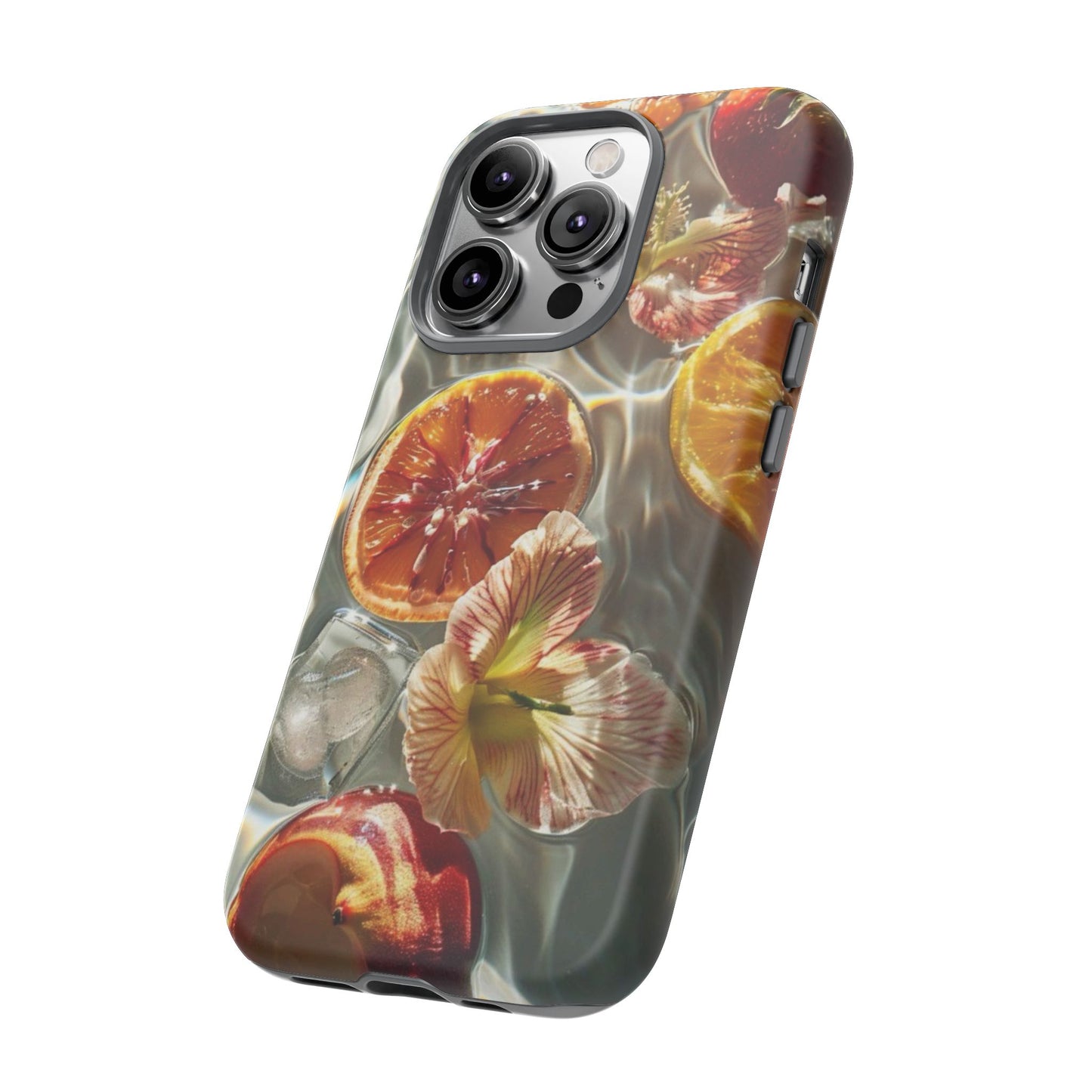 Citrus & Hibiscus Protective Phone Case – Summer Fruit Water Print Tough Case