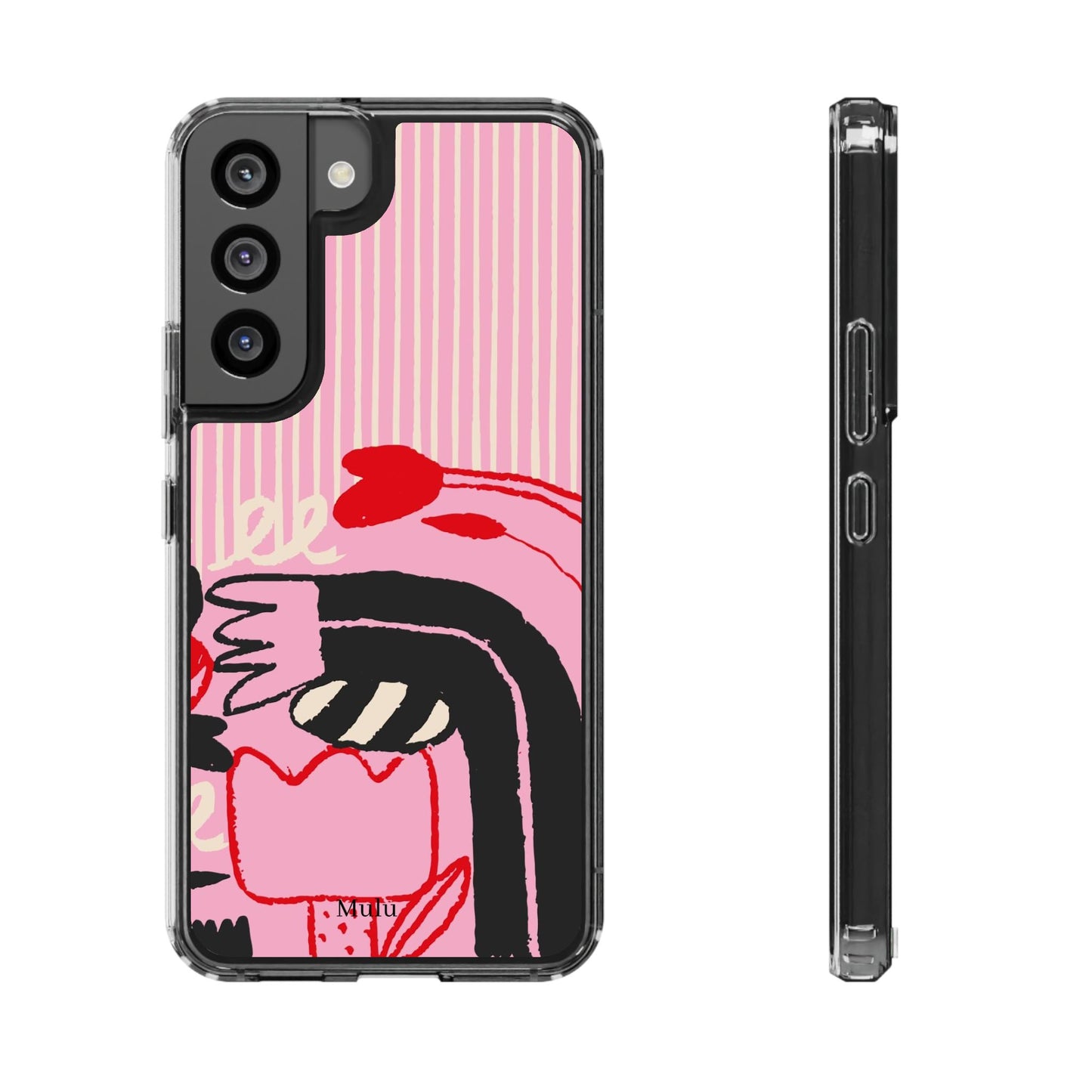 Clear Impact-Resistant Case — Pink Cute Heart Cartoon Design