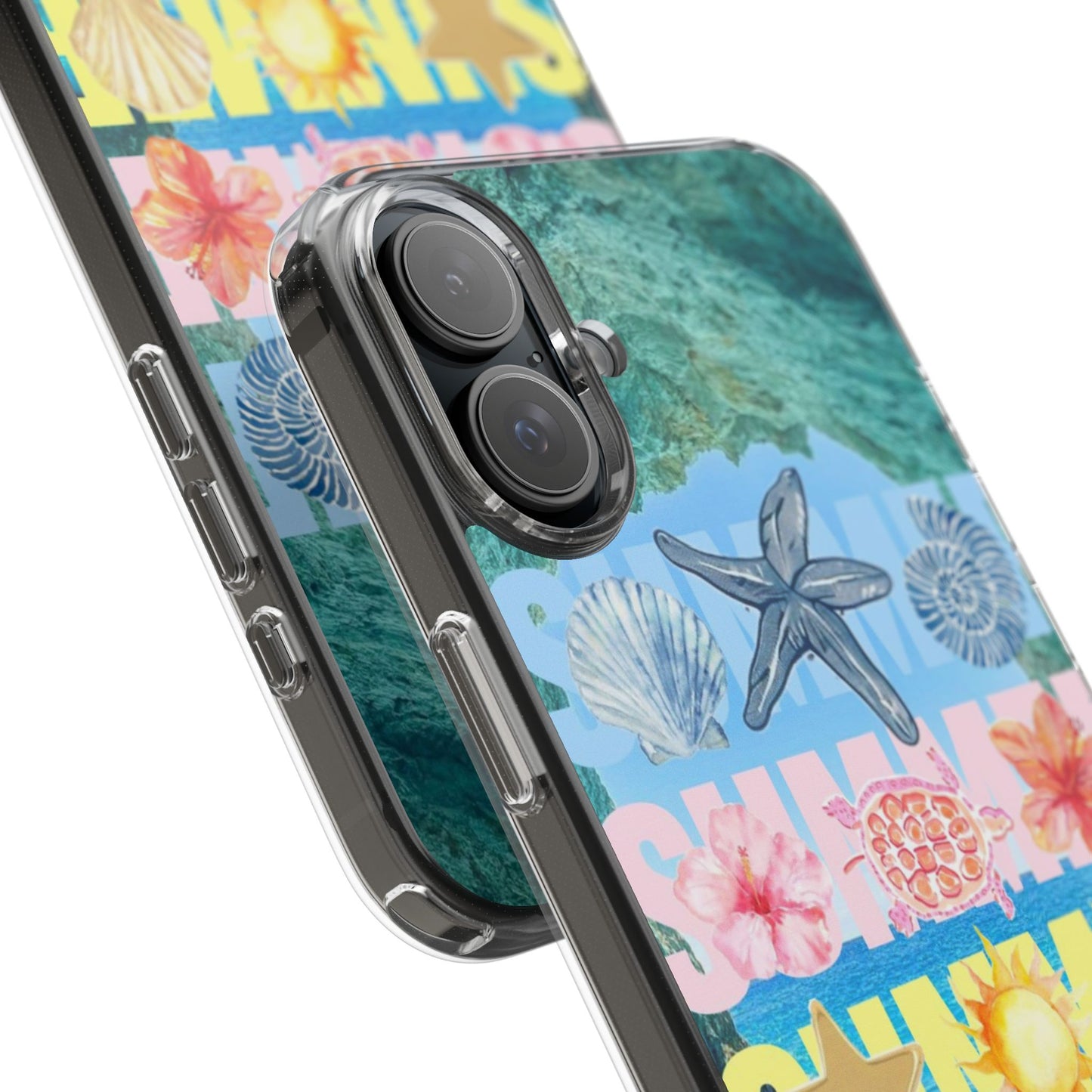 Clear Summer Beach Phone Case — Impact‑Resistant Tropical Design
