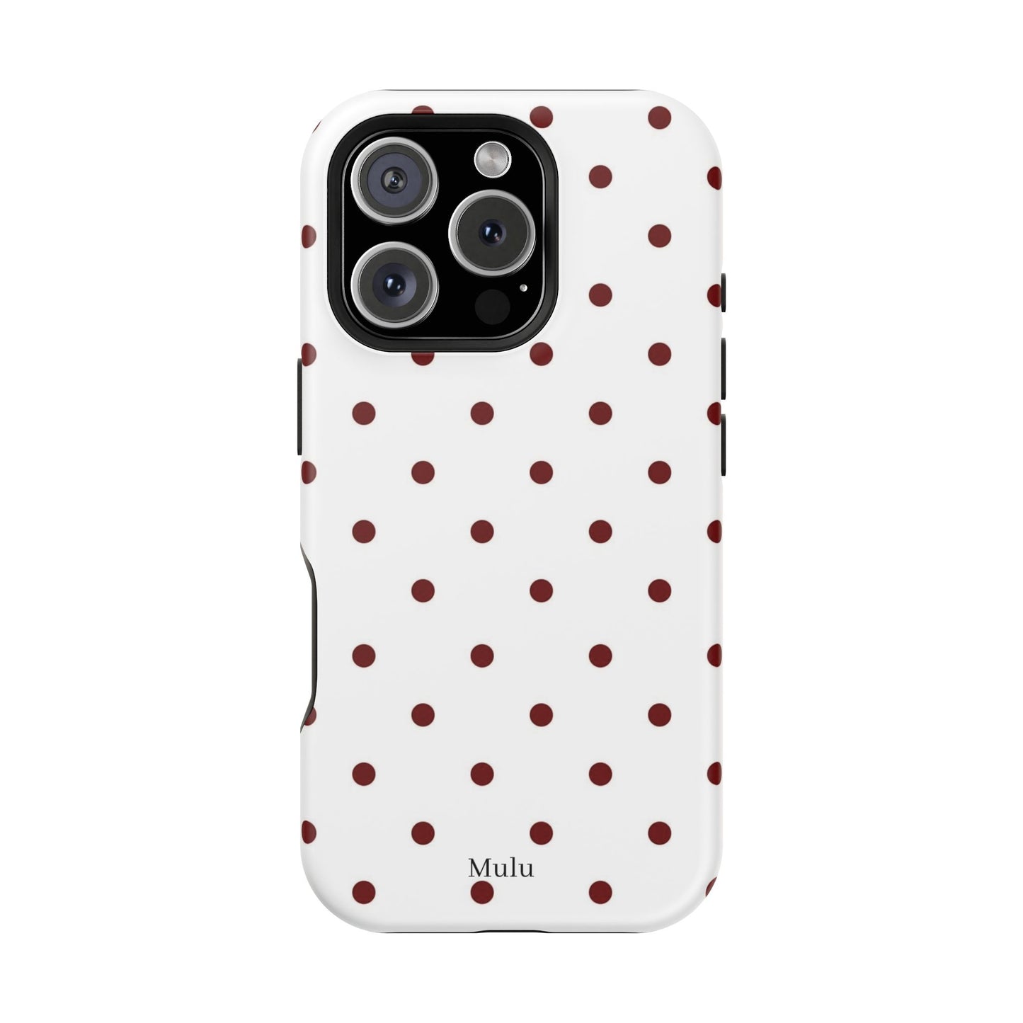 Polka Dot Magnetic Impact-Resistant Phone Case — Red Dots on White