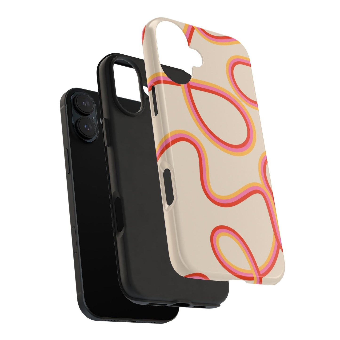 Retro Swirl Tough Phone Case — Beige Pink Orange Abstract Protection