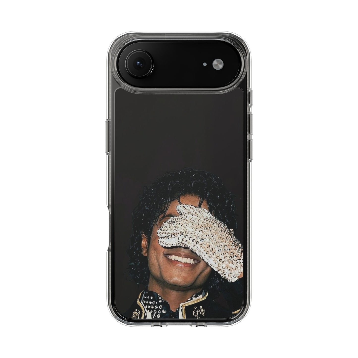 Michael Jackson Smiling Portrait Clear Phone Case — Retro Pop Icon Design