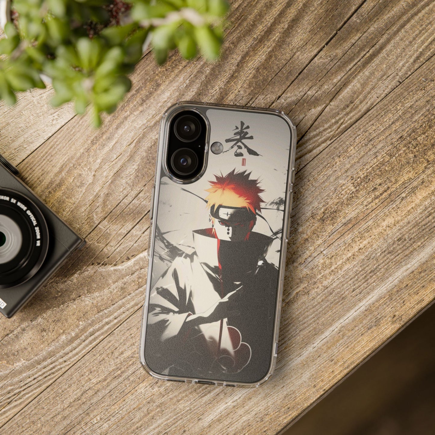 Clear Impact-Resistant Phone Case — Anime Akatsuki Shadow Design
