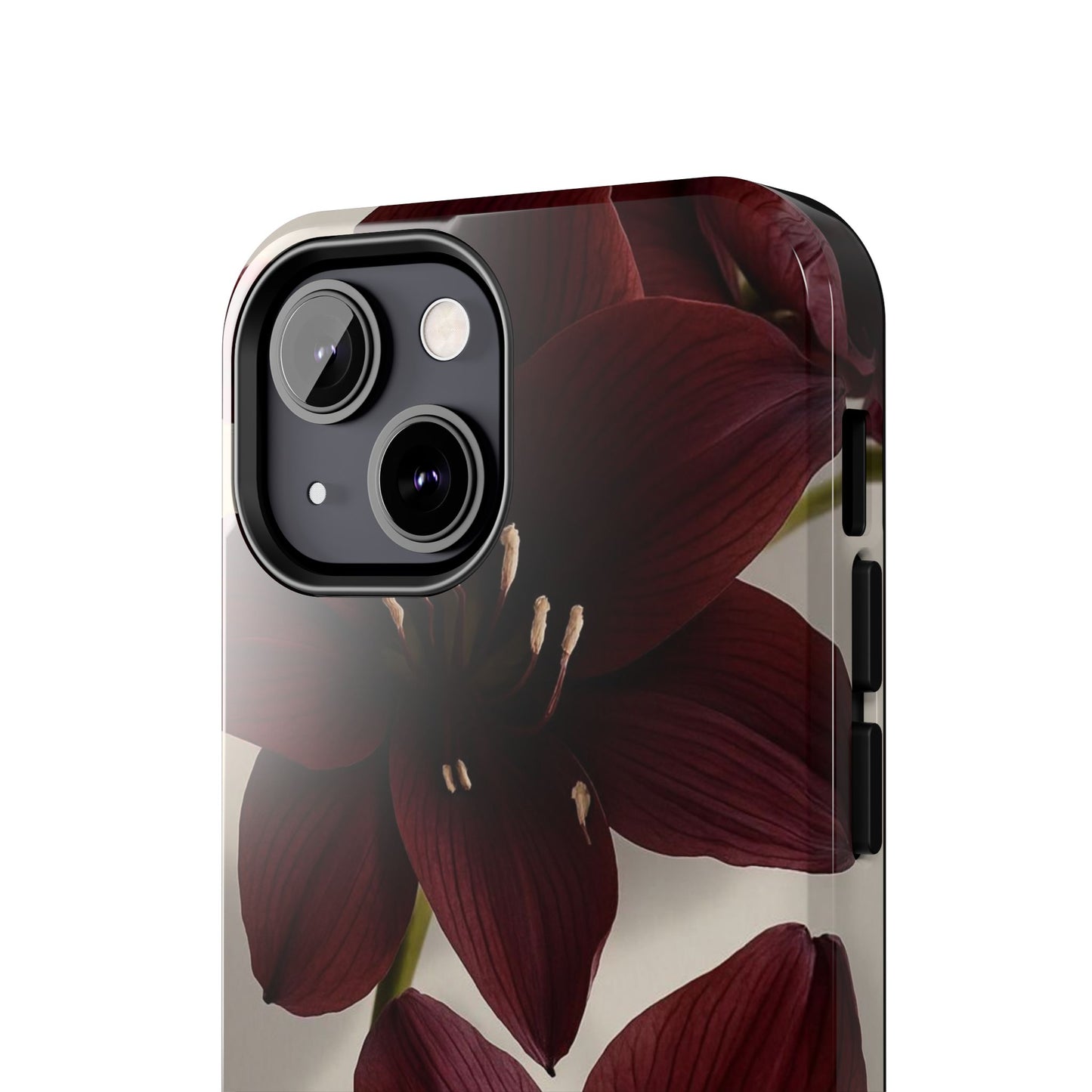 Amaryllis Noir Tough Phone Case — Dark Burgundy Floral Protective Cover
