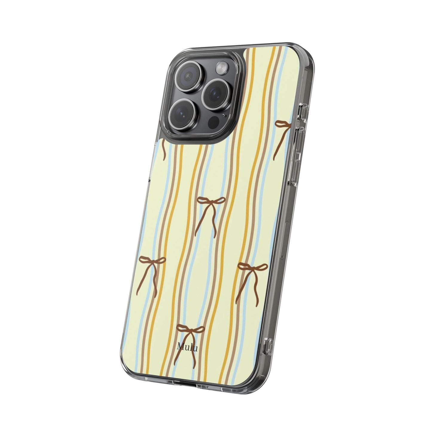 Ballet Ribbon Stripe Clear Impact Phone Case — Pastel Yellow Protective Cover
