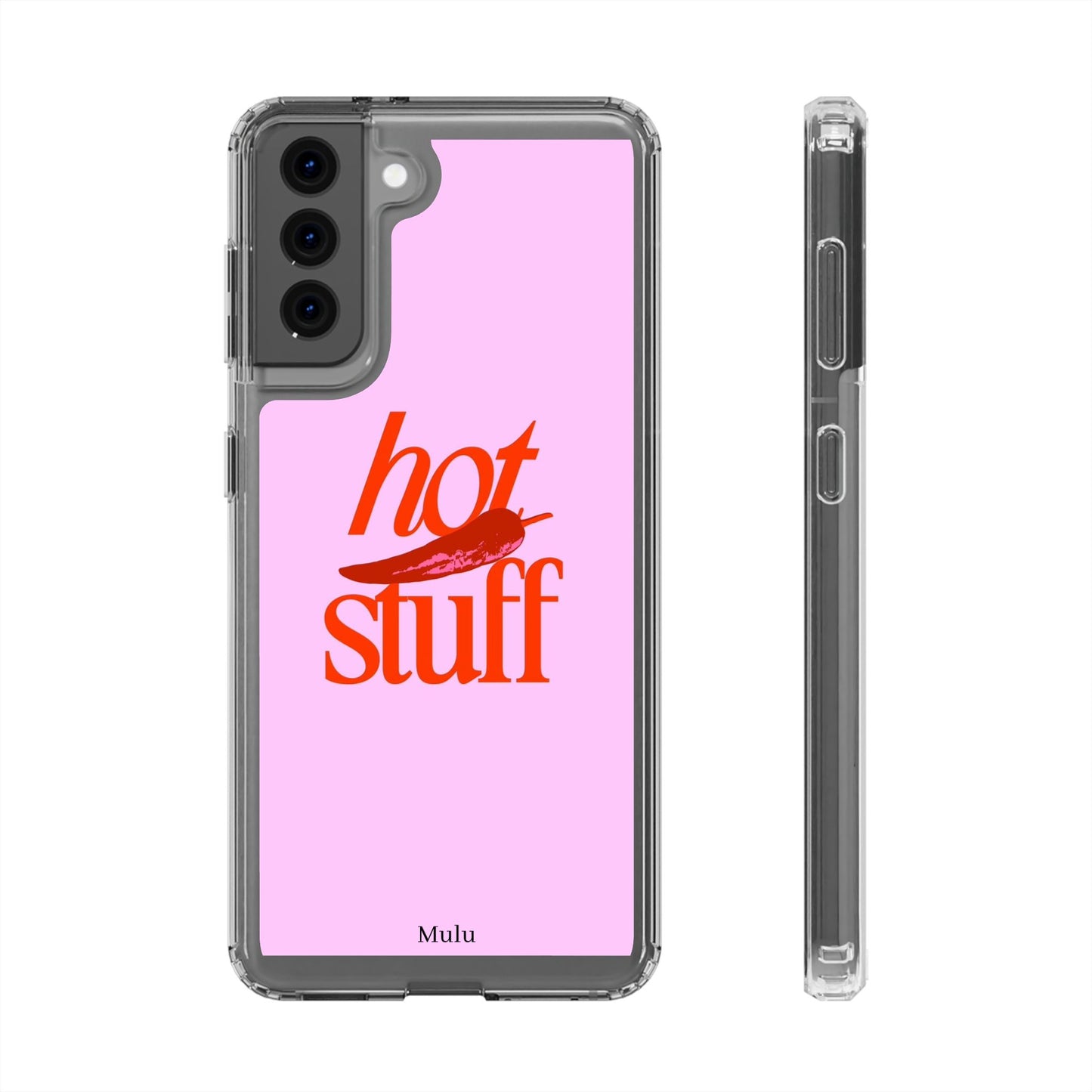 Hot Stuff Clear Impact Phone Case — Pink Retro Typography iPhone Cover
