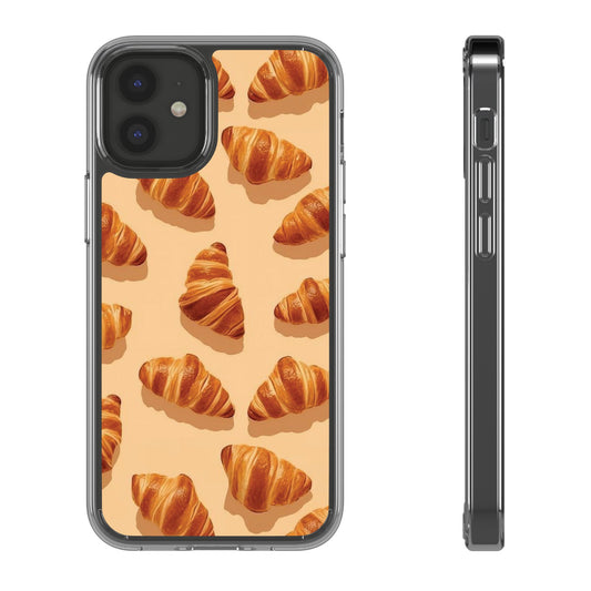 Croissant Pattern Clear Phone Case — Bakery-themed Transparent iPhone Cover