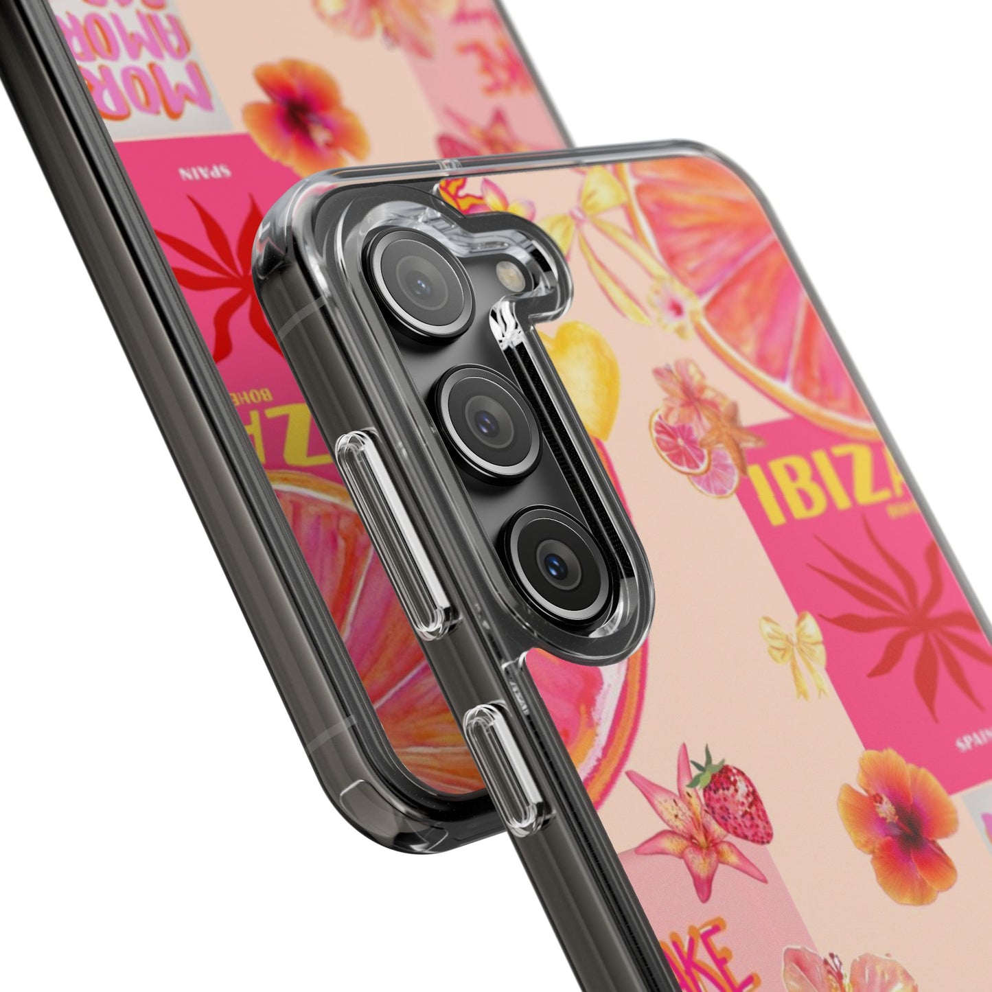 Clear Impact Phone Case — Pink Ibiza Citrus Floral Design