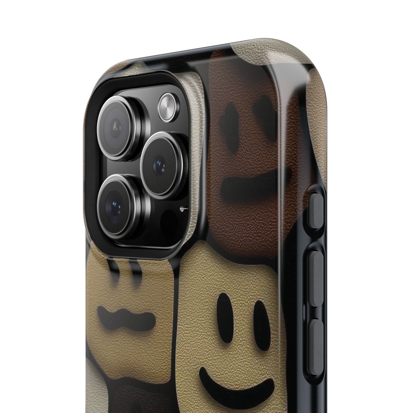 Magnetic Impact-Resistant Case — Brown Smiley Tile Phone Cover